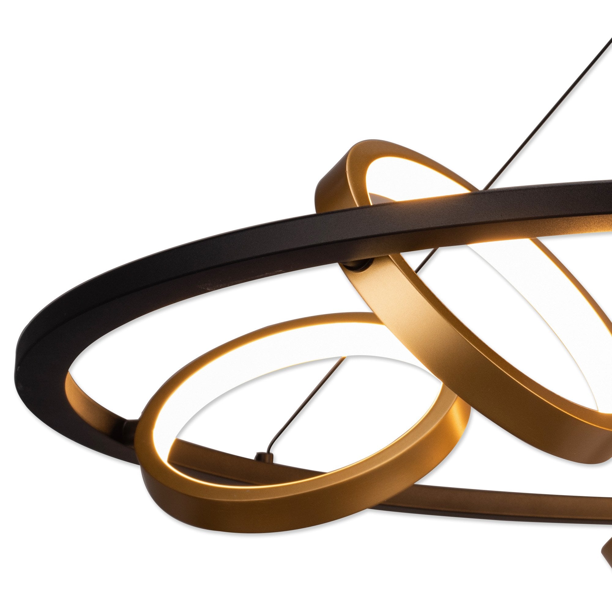 Fabula Hawksmouth 5 Ring Round LED Pendant - Satin Black & Gold