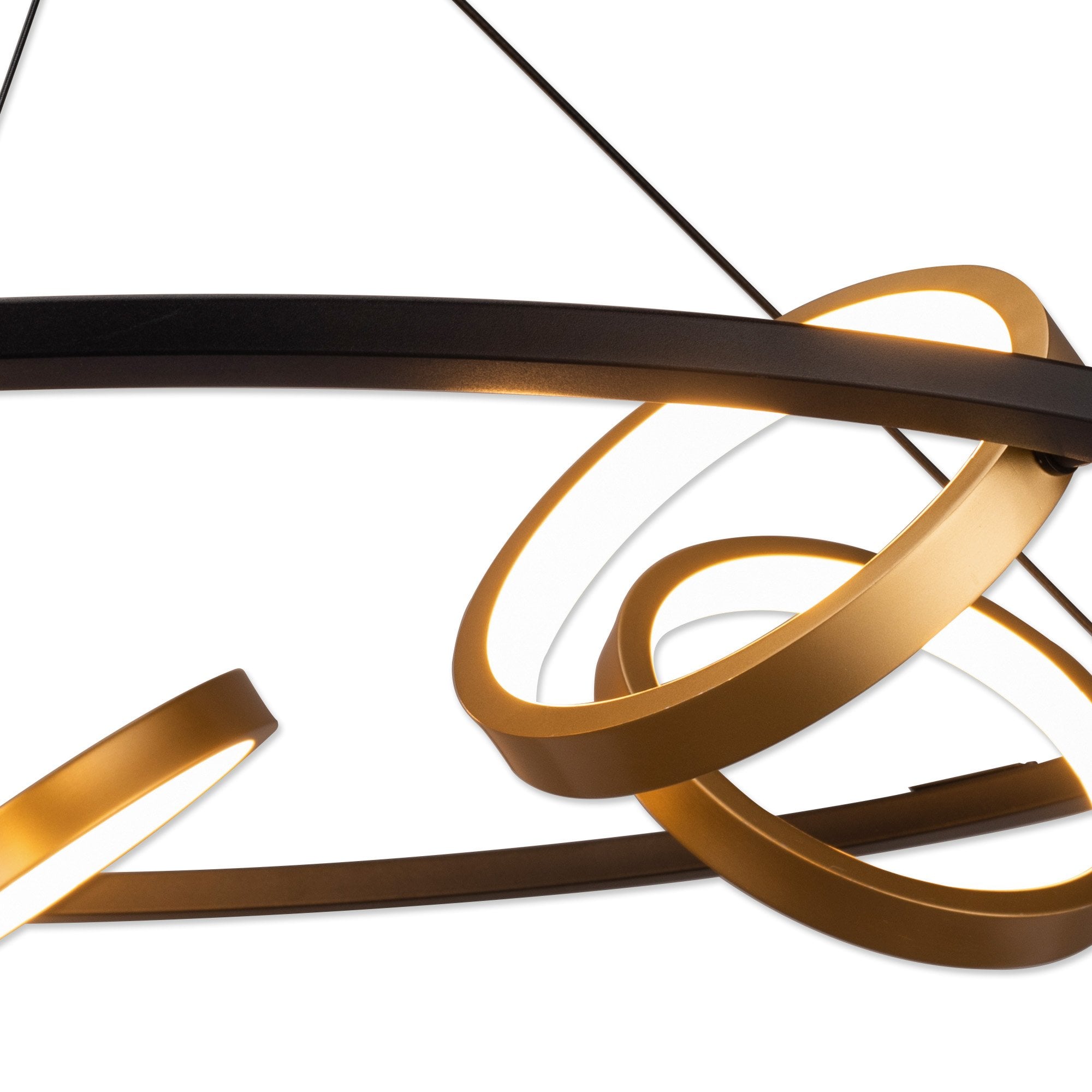 Fabula Hawksmouth 5 Ring Round LED Pendant - Satin Black & Gold