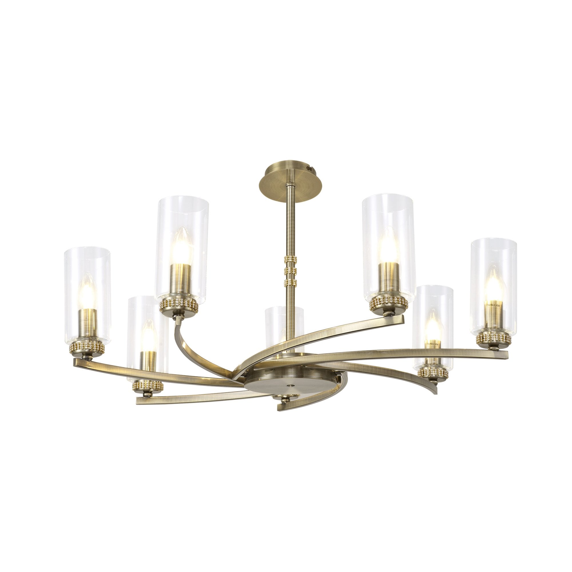 Fabula Heathcote 7 Light Pendant/Semi-Flush Light - Antique Brass