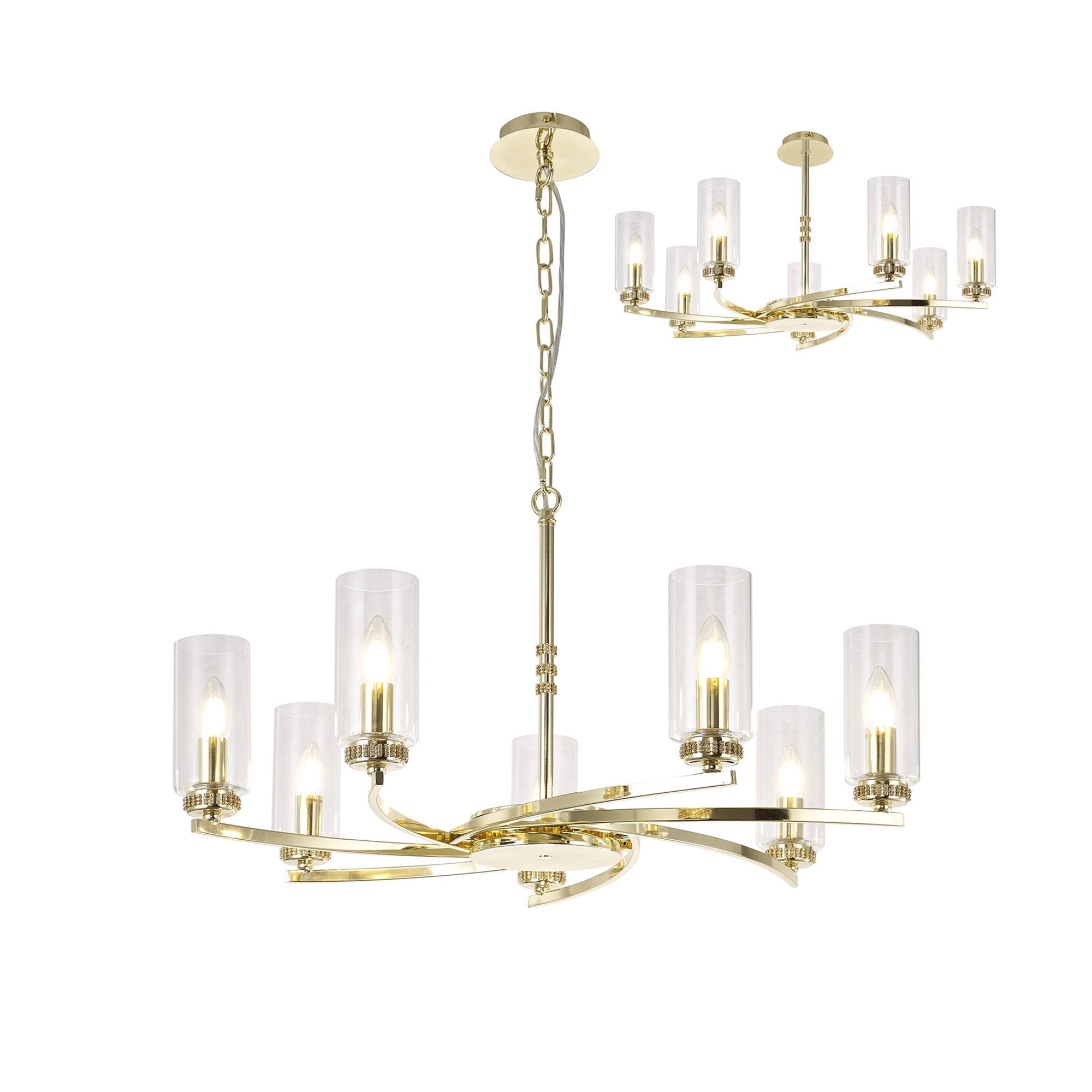 Fabula Heathcote 7 Light Pendant/Semi-Flush Light - Polished Gold