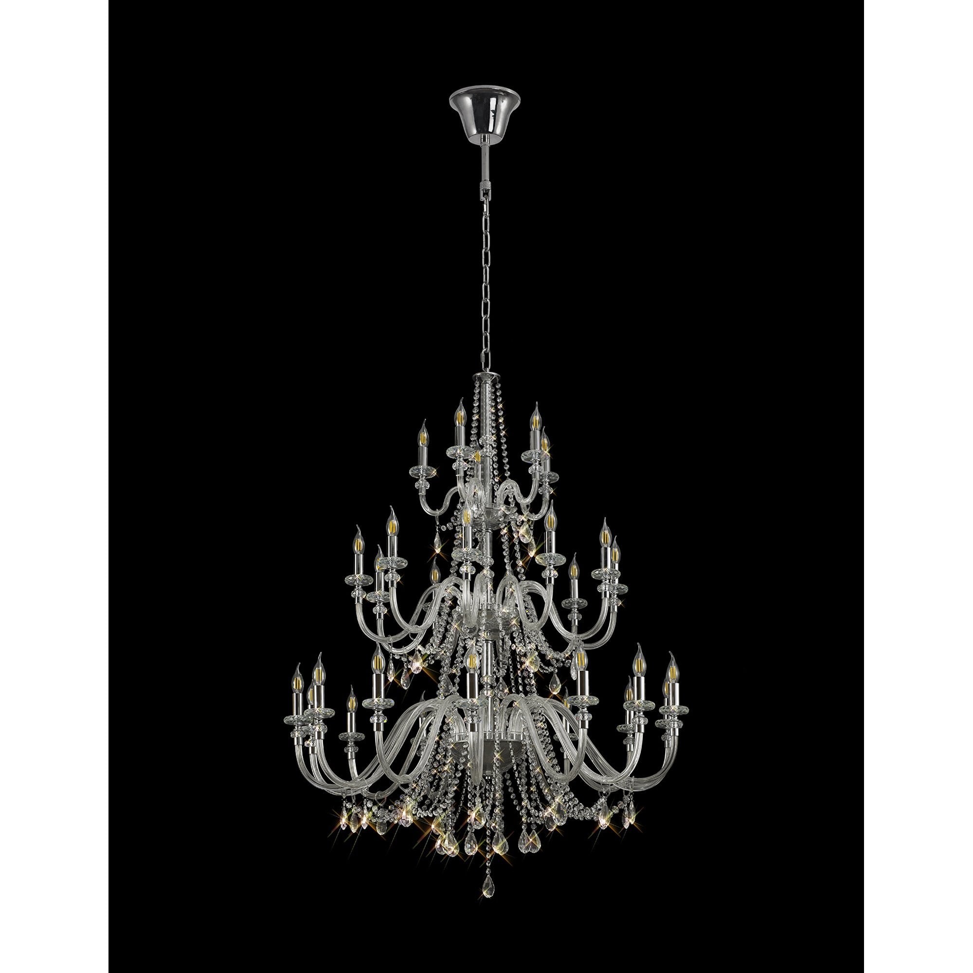 Fabula Hickman 29 Light Chandelier Pendant - Polished Chrome, Clear Glass & Crystal