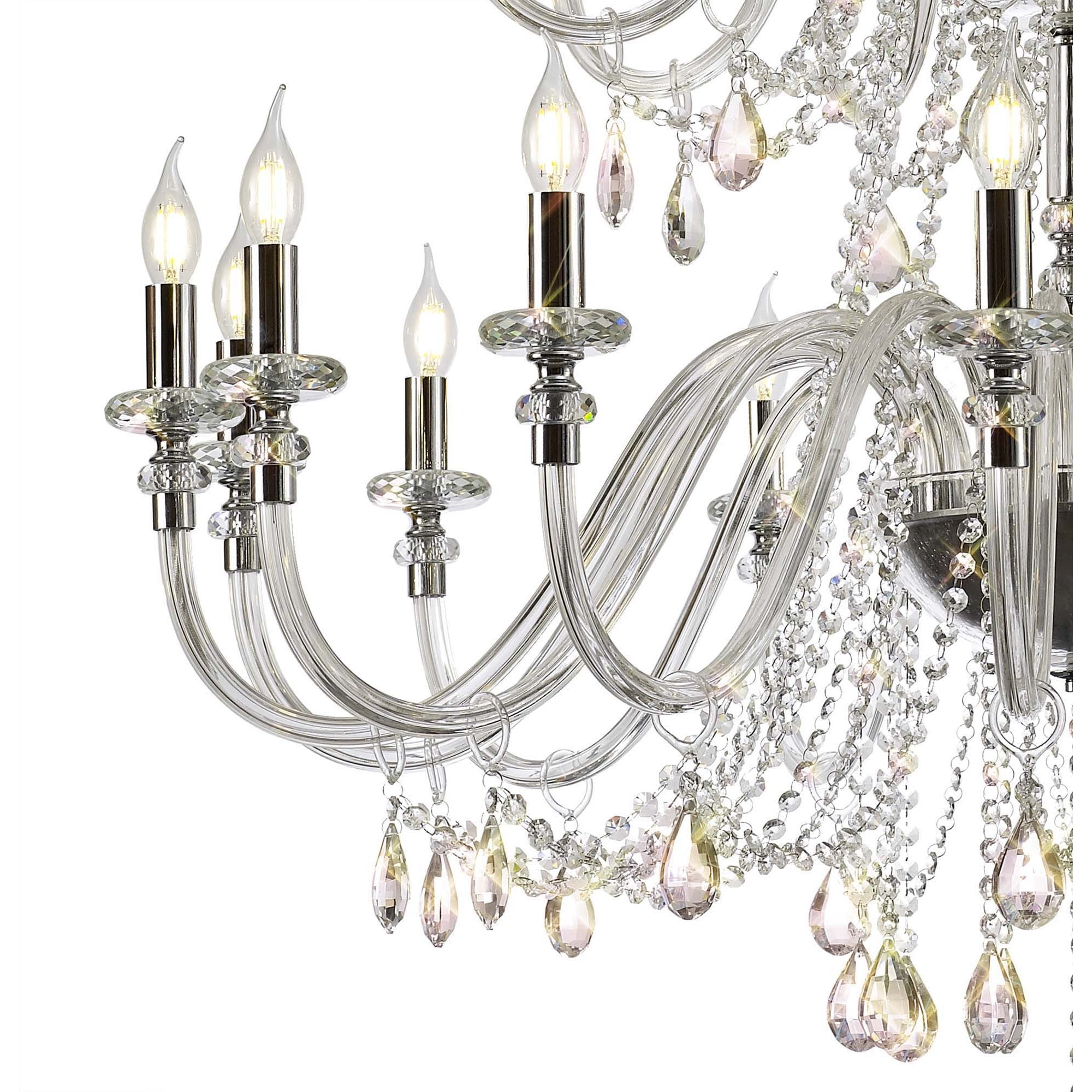 Fabula Hickman 29 Light Chandelier Pendant - Polished Chrome, Clear Glass & Crystal