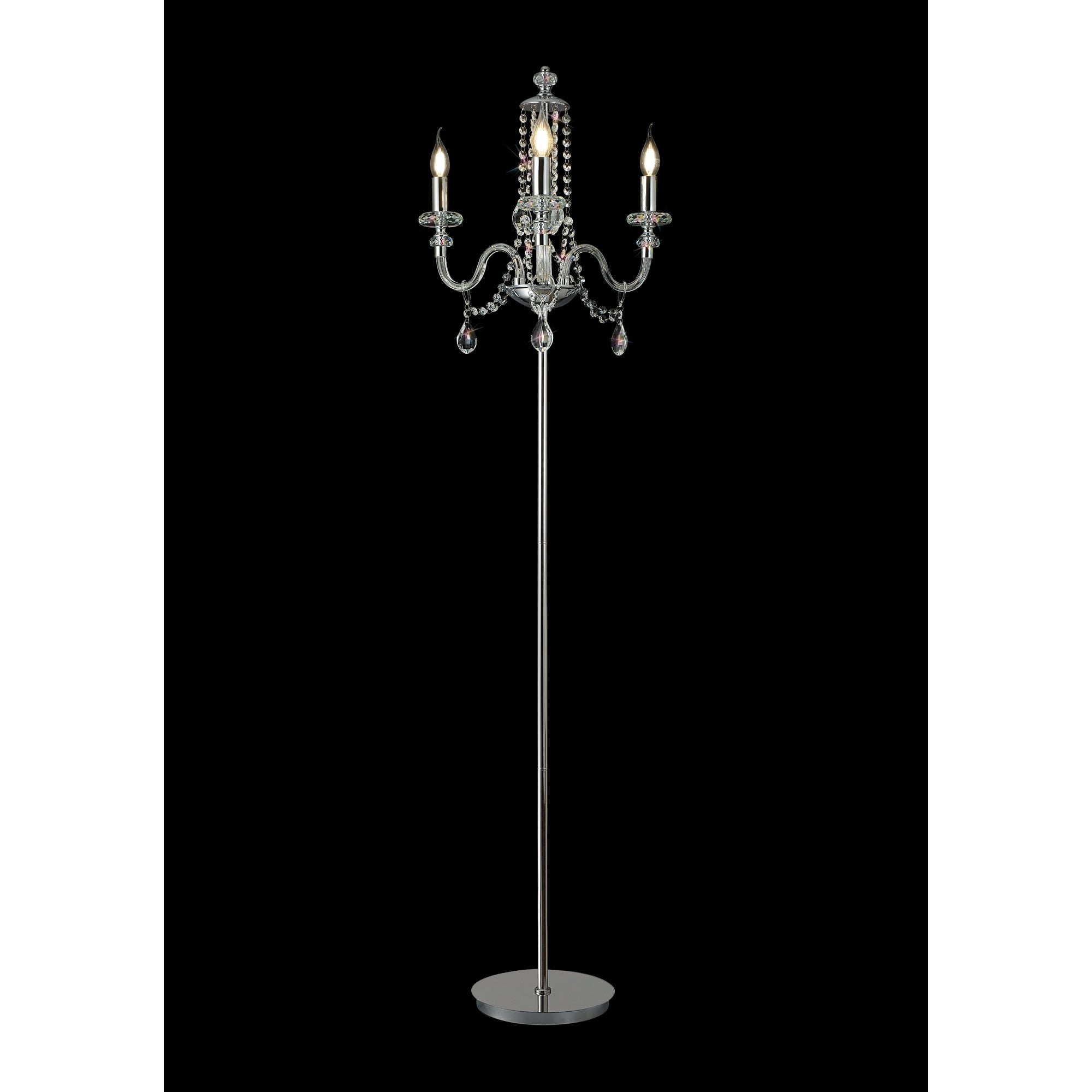 Fabula Hickman 3 Light Floor Lamp - Polished Chrome, Clear Glass & Crystal