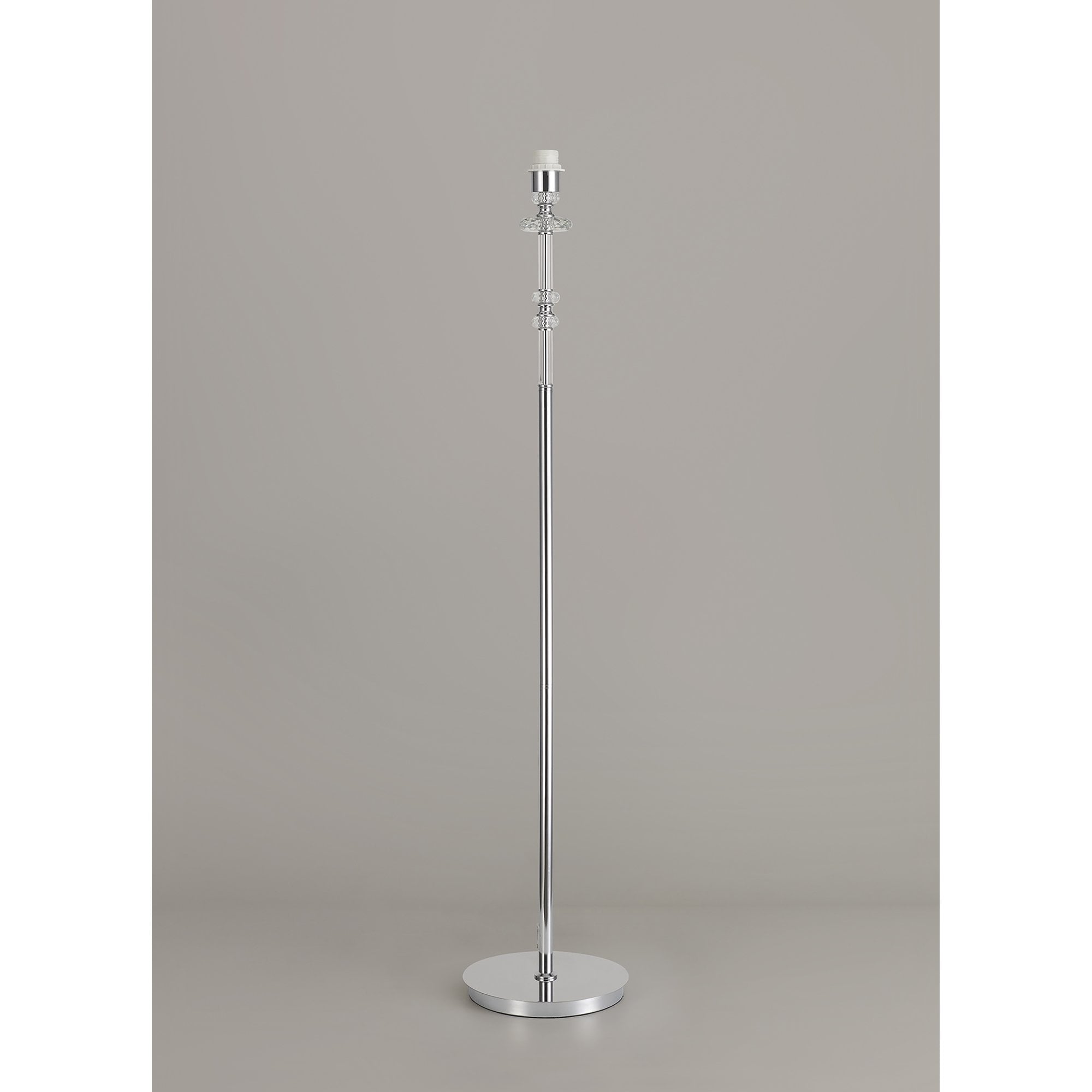 Fabula Hickman Single Floor Lamp Base - Polished Chrome, Clear Glass & Crystal - Base Only