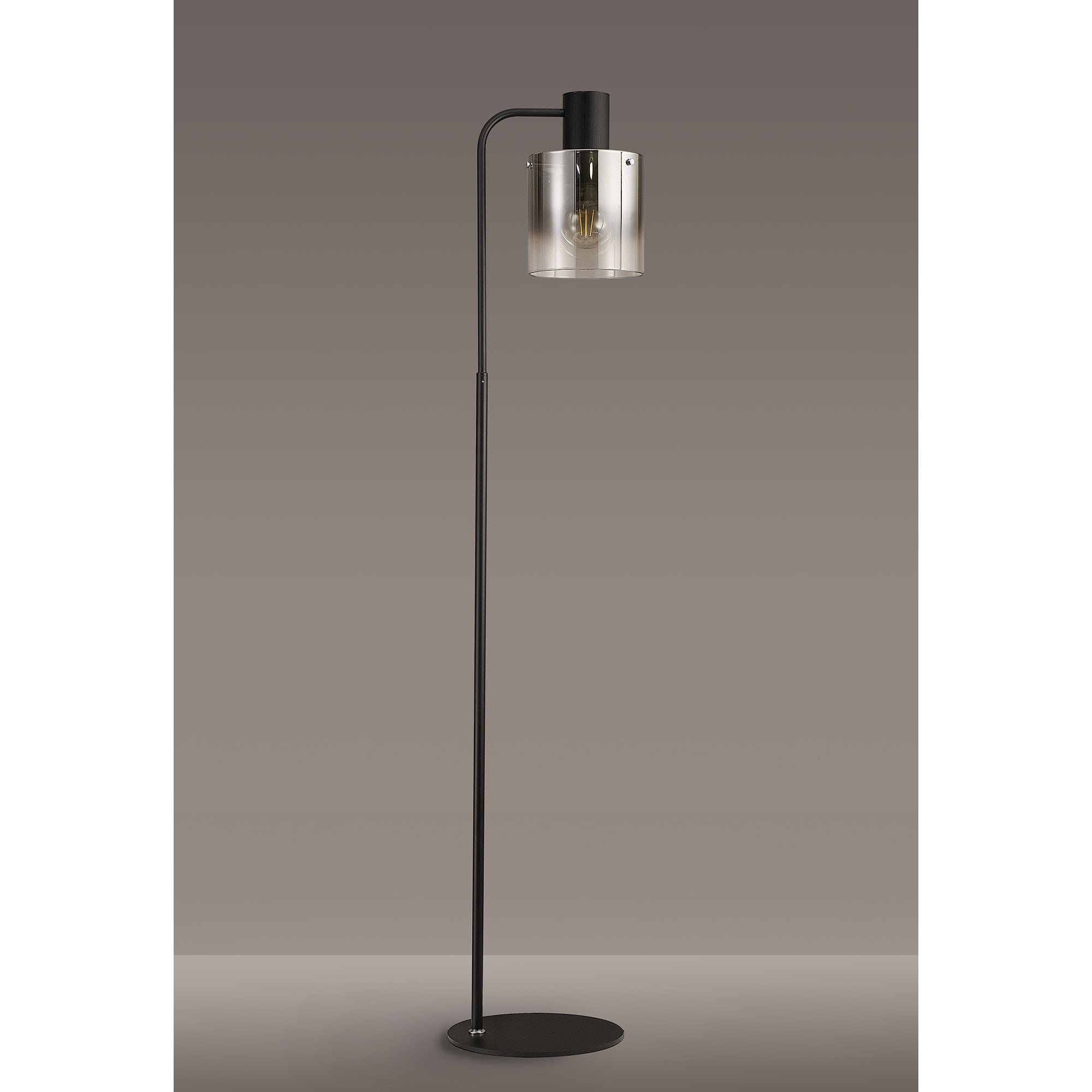 Fabula Kendon Large Single Floor Lamp - Black & Smoke Fade Glass