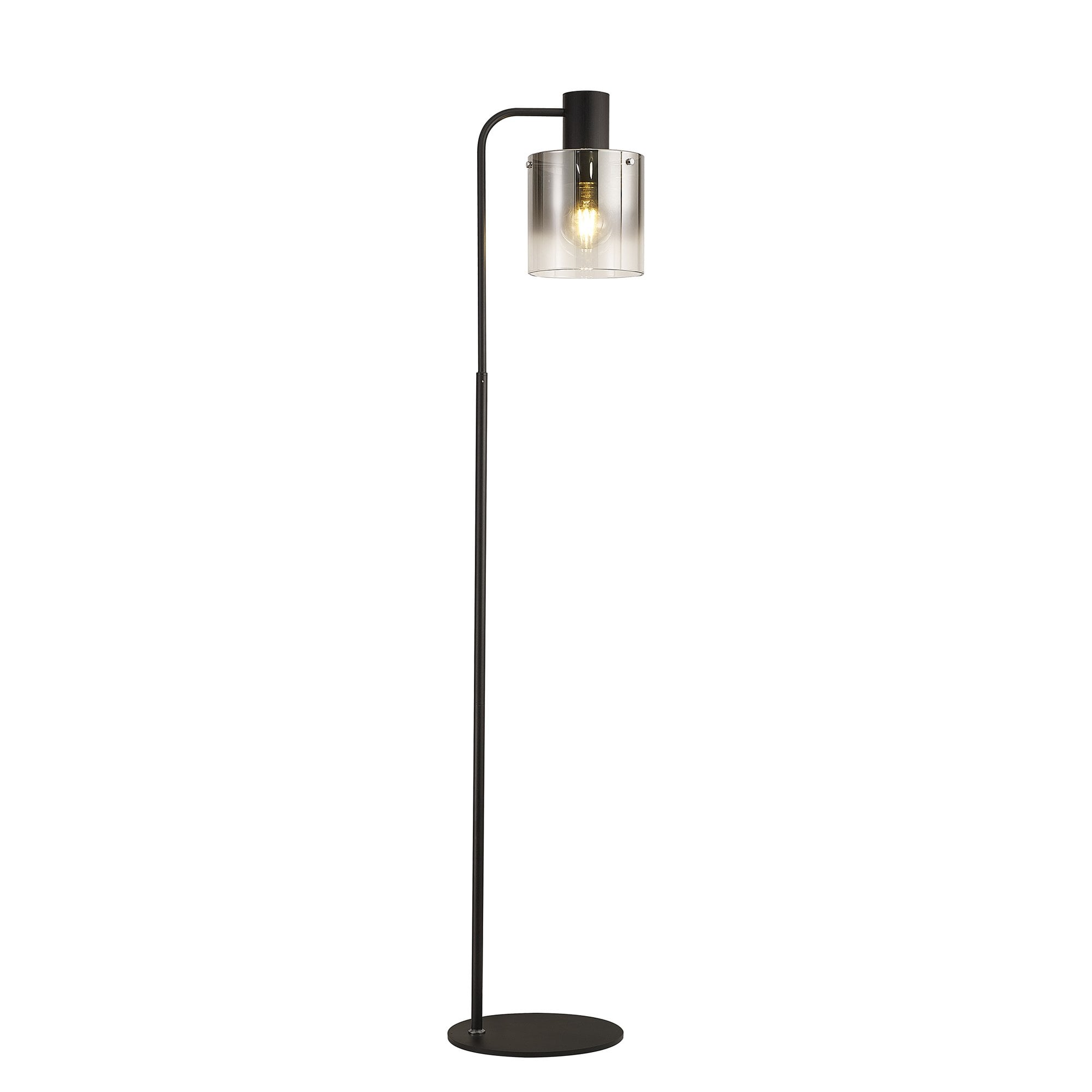 Fabula Kendon Large Single Floor Lamp - Black & Smoke Fade Glass