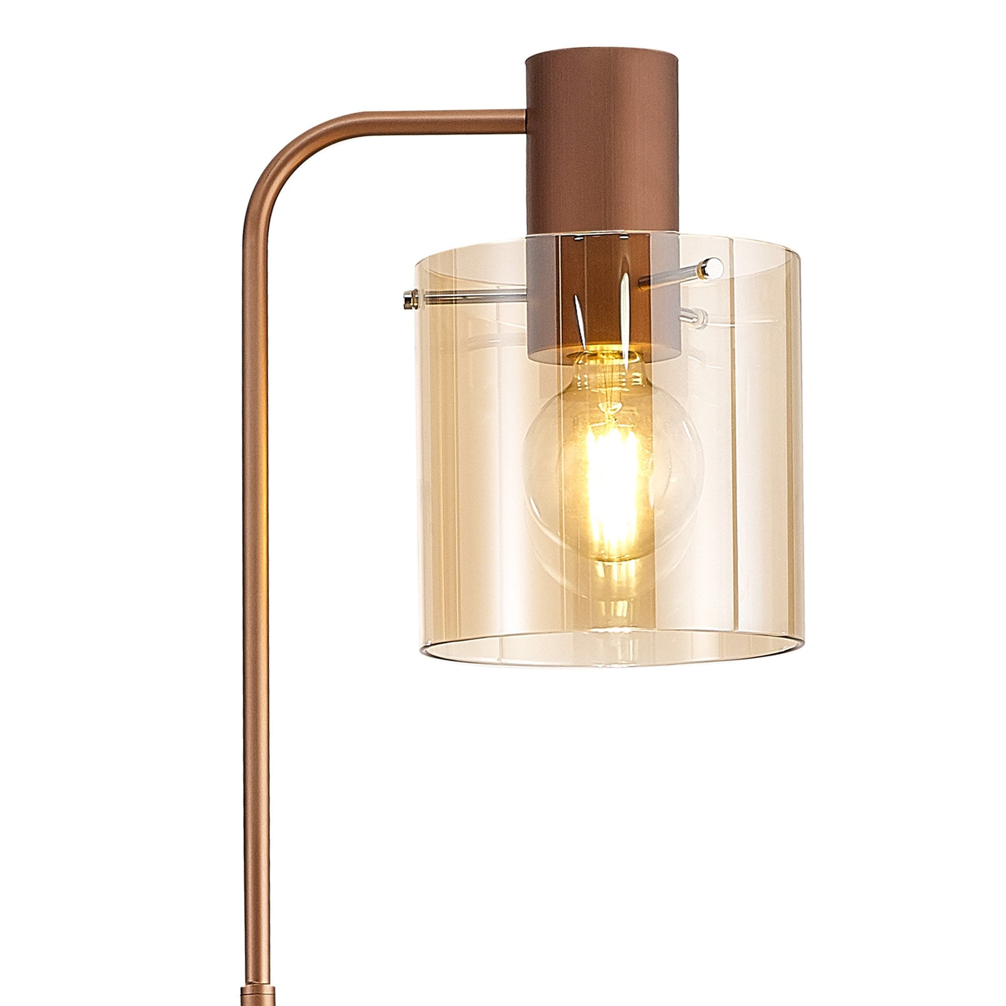 Fabula Kendon Large Single Floor Lamp - Mocha & Amber Glass