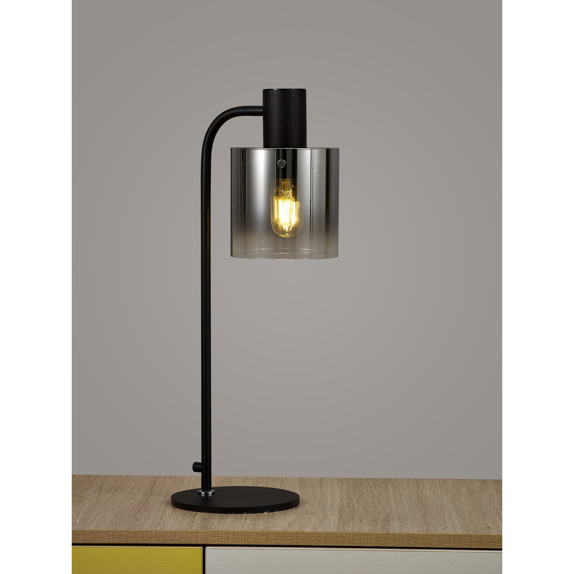 Fabula Kendon Large Single Table Lamp - Black & Smoke Fade Glass