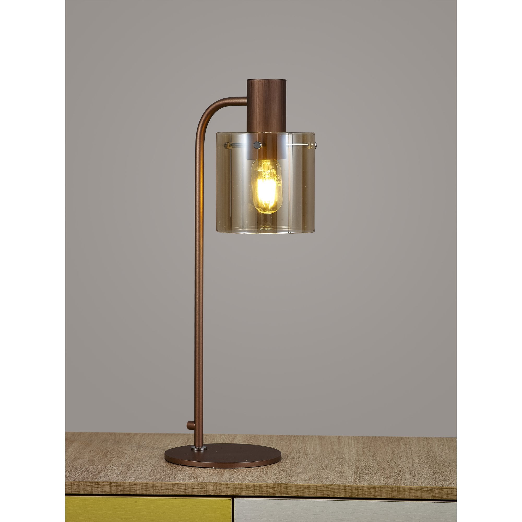 Fabula Kendon Large Single Table Lamp - Mocha & Amber Glass