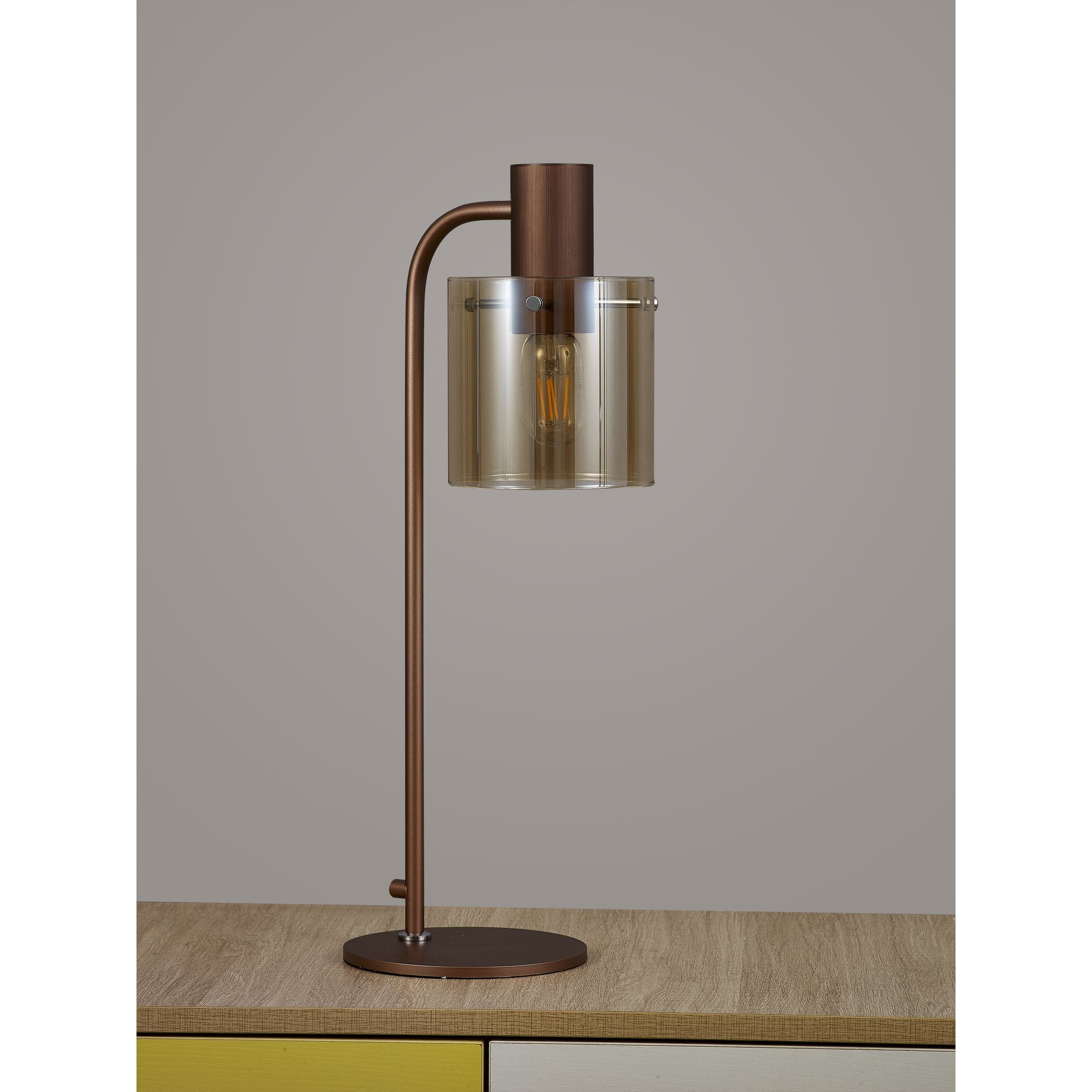 Fabula Kendon Large Single Table Lamp - Mocha & Amber Glass