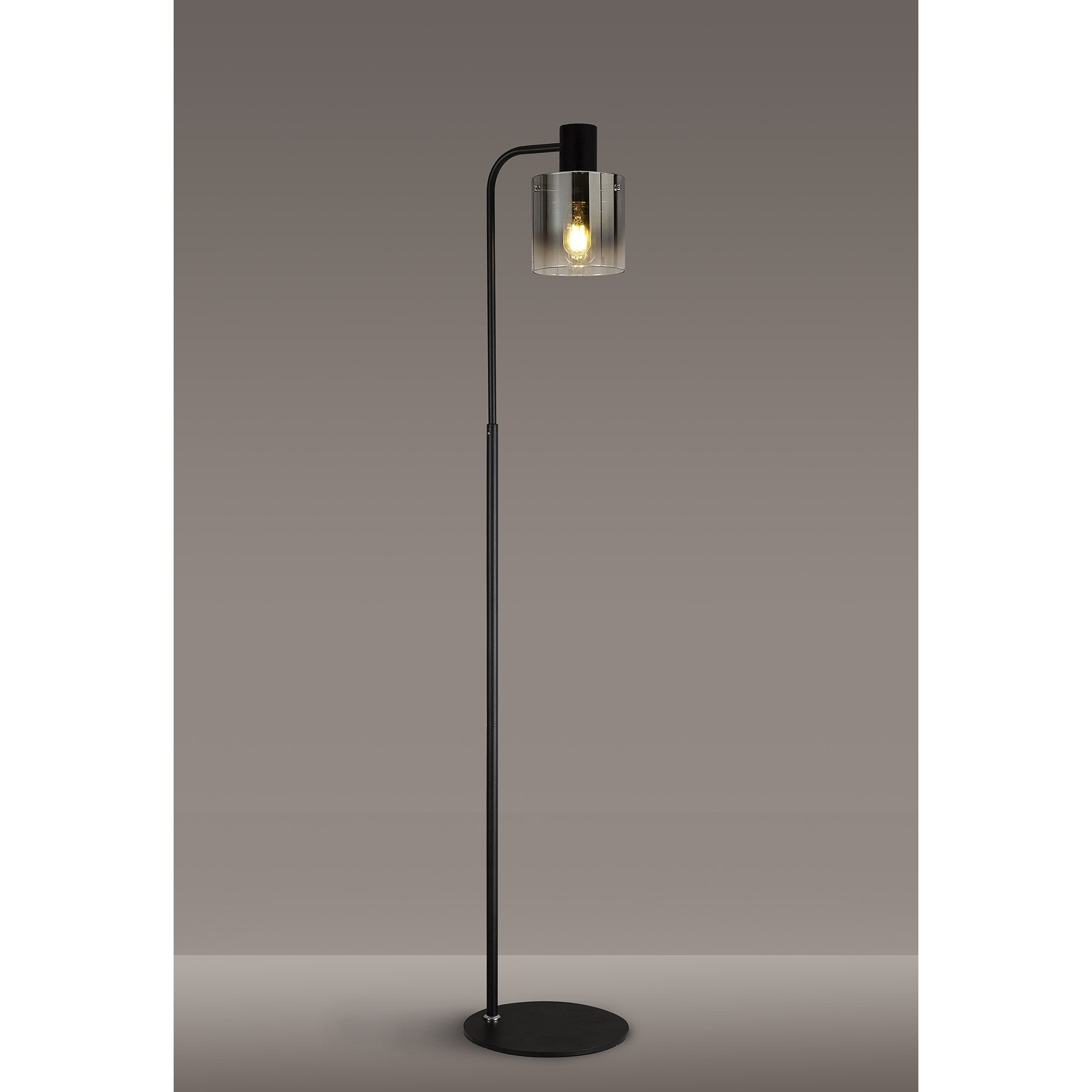 Fabula Kendon Single Floor Lamp - Black & Smoke Fade Glass