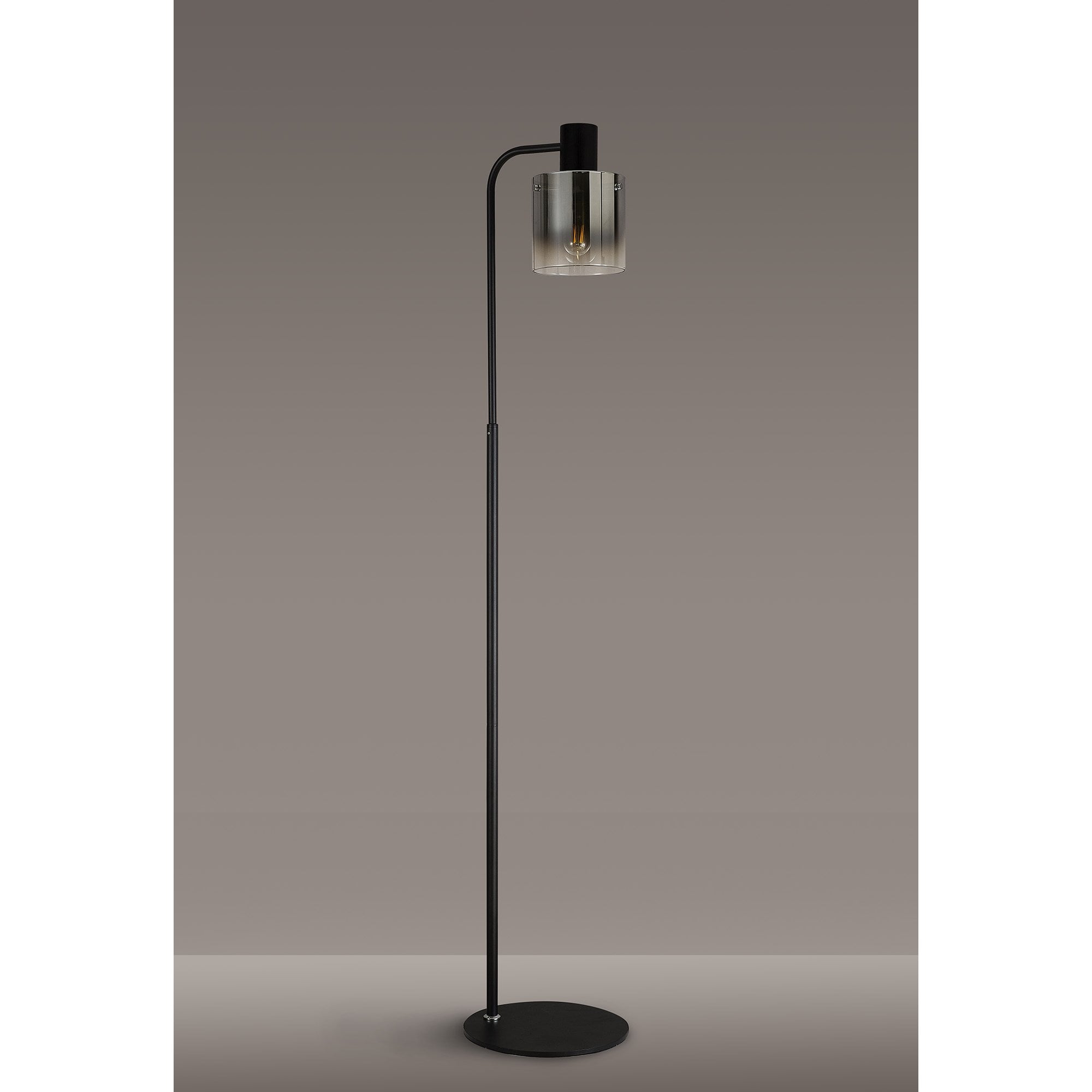 Fabula Kendon Single Floor Lamp - Black & Smoke Fade Glass