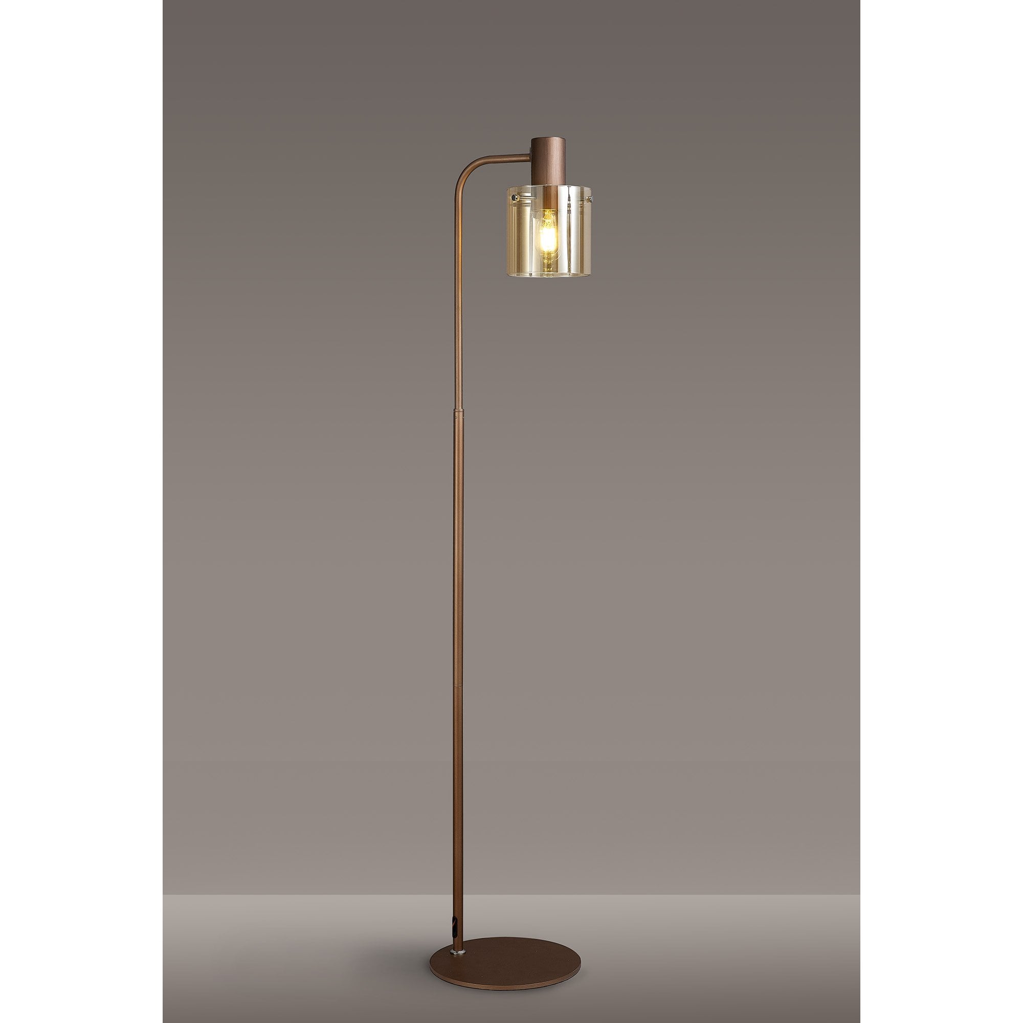 Fabula Kendon Single Floor Lamp - Mocha & Amber Glass