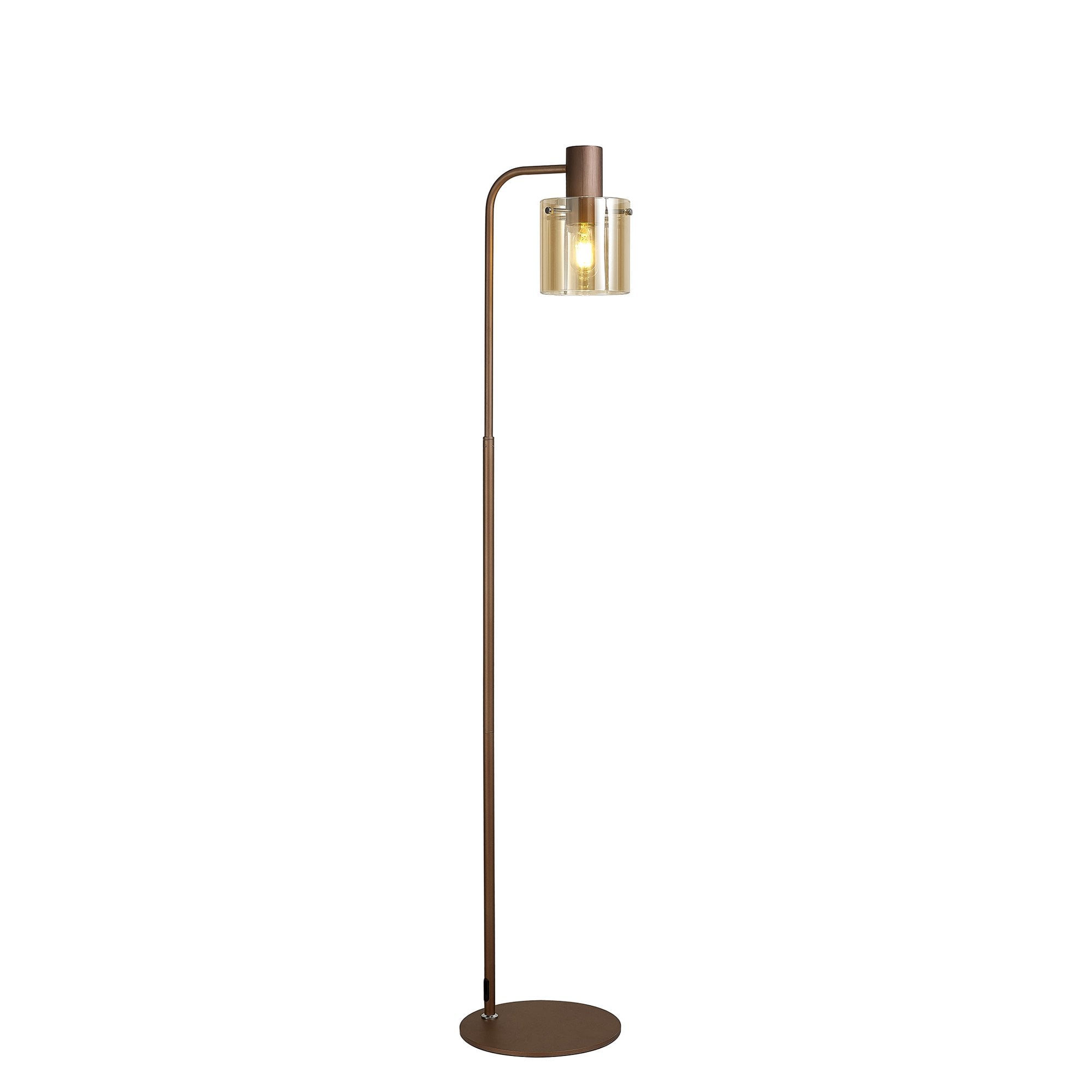 Fabula Kendon Single Floor Lamp - Mocha & Amber Glass