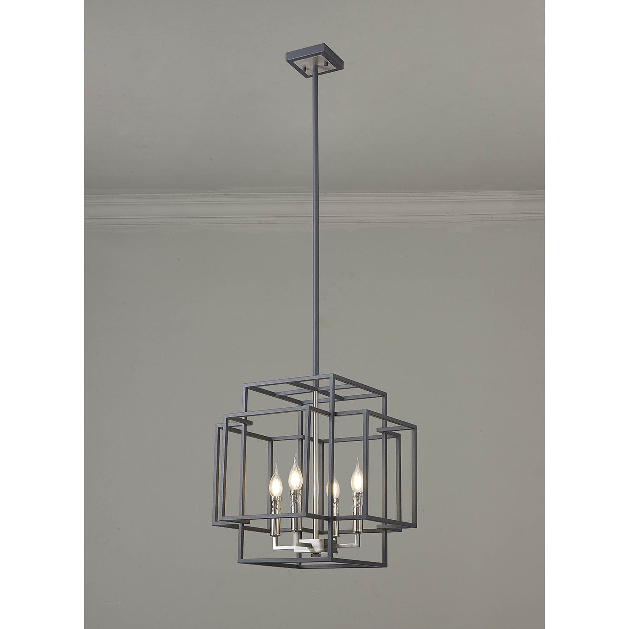 Fabula Kimberley 4 Light Pendant - Anthracite & Satin Nickel