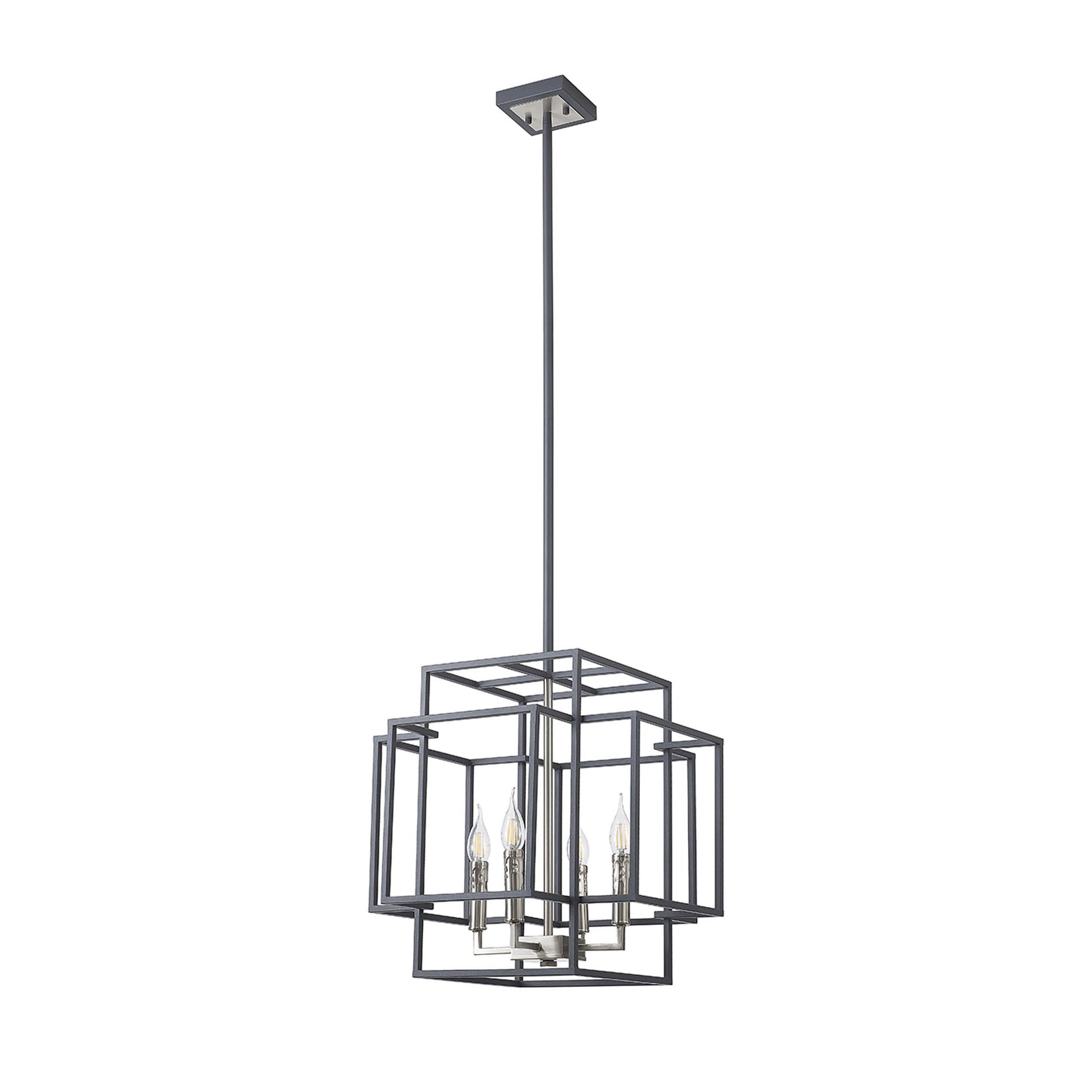 Fabula Kimberley 4 Light Pendant - Anthracite & Satin Nickel