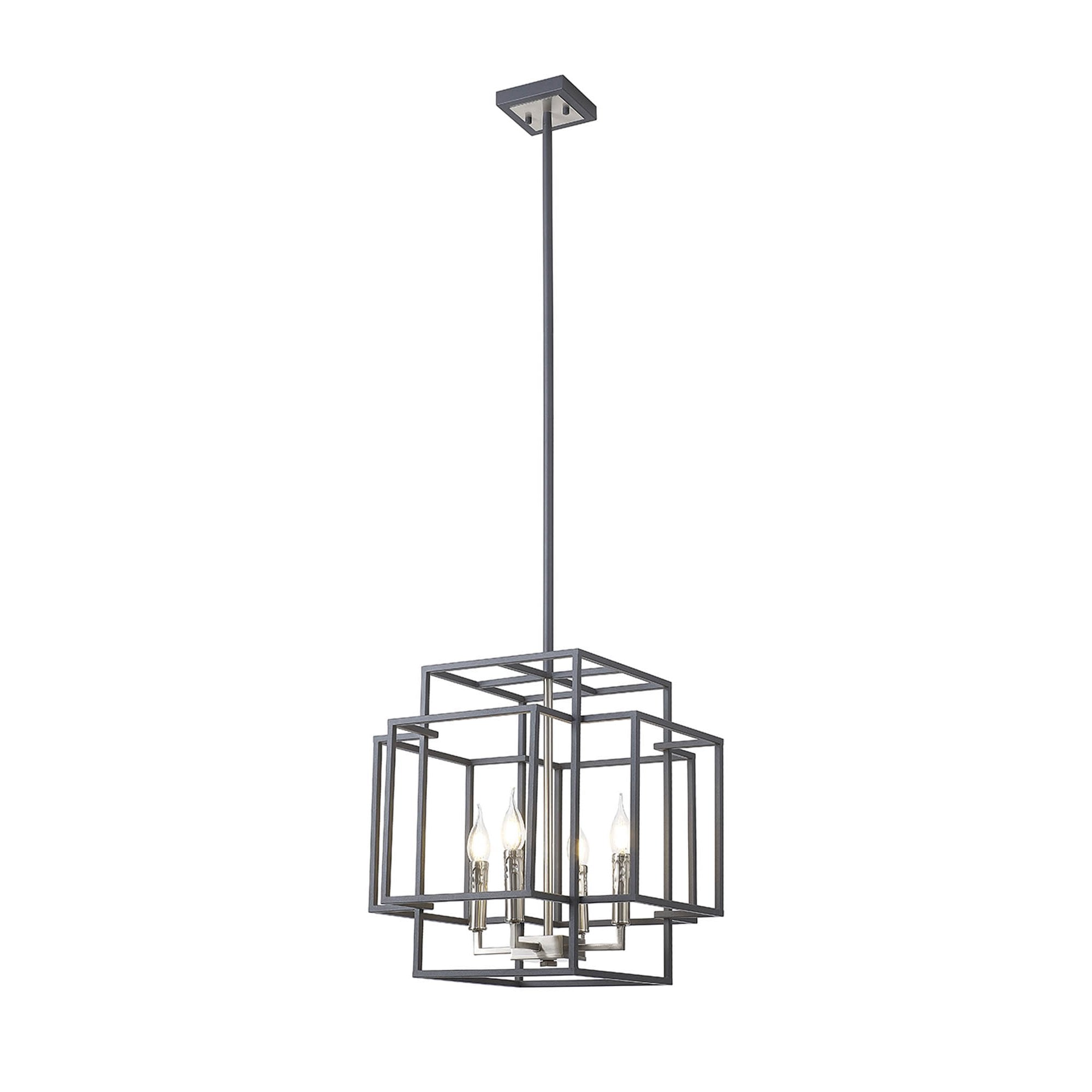 Fabula Kimberley 4 Light Pendant - Anthracite & Satin Nickel
