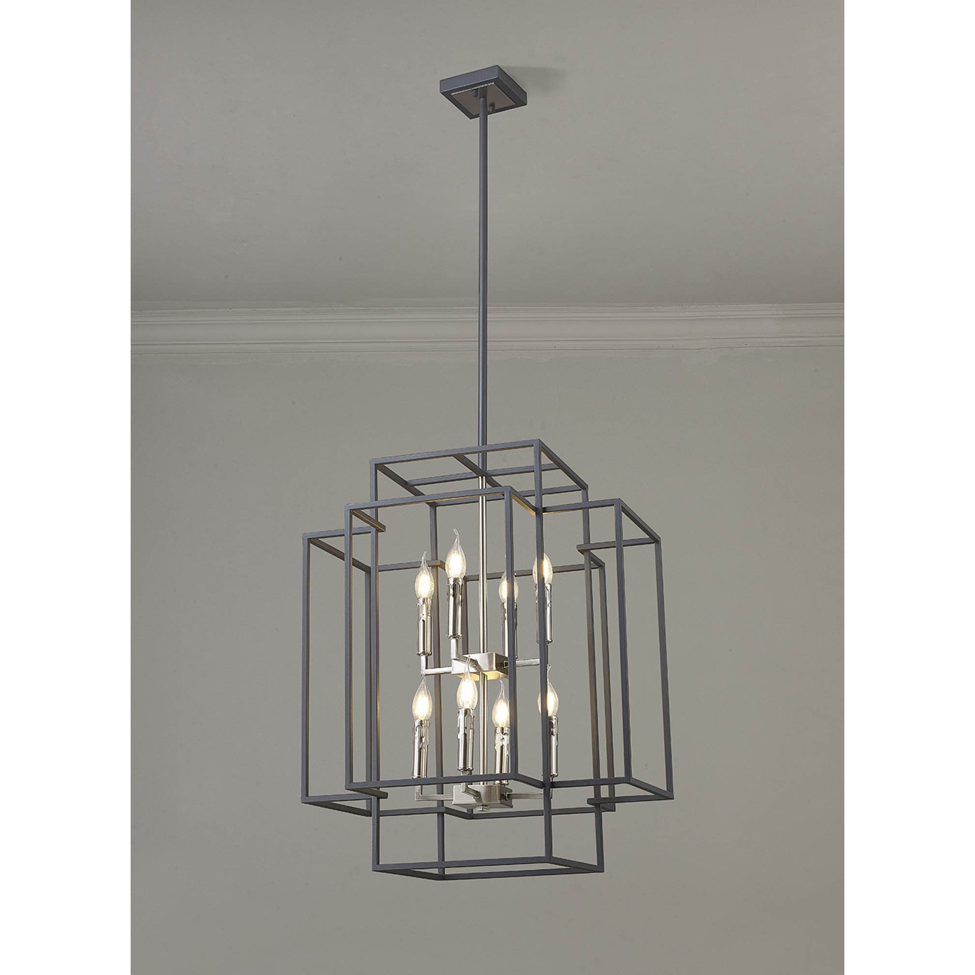 Fabula Kimberley 8 Light Pendant - Anthracite & Satin Nickel