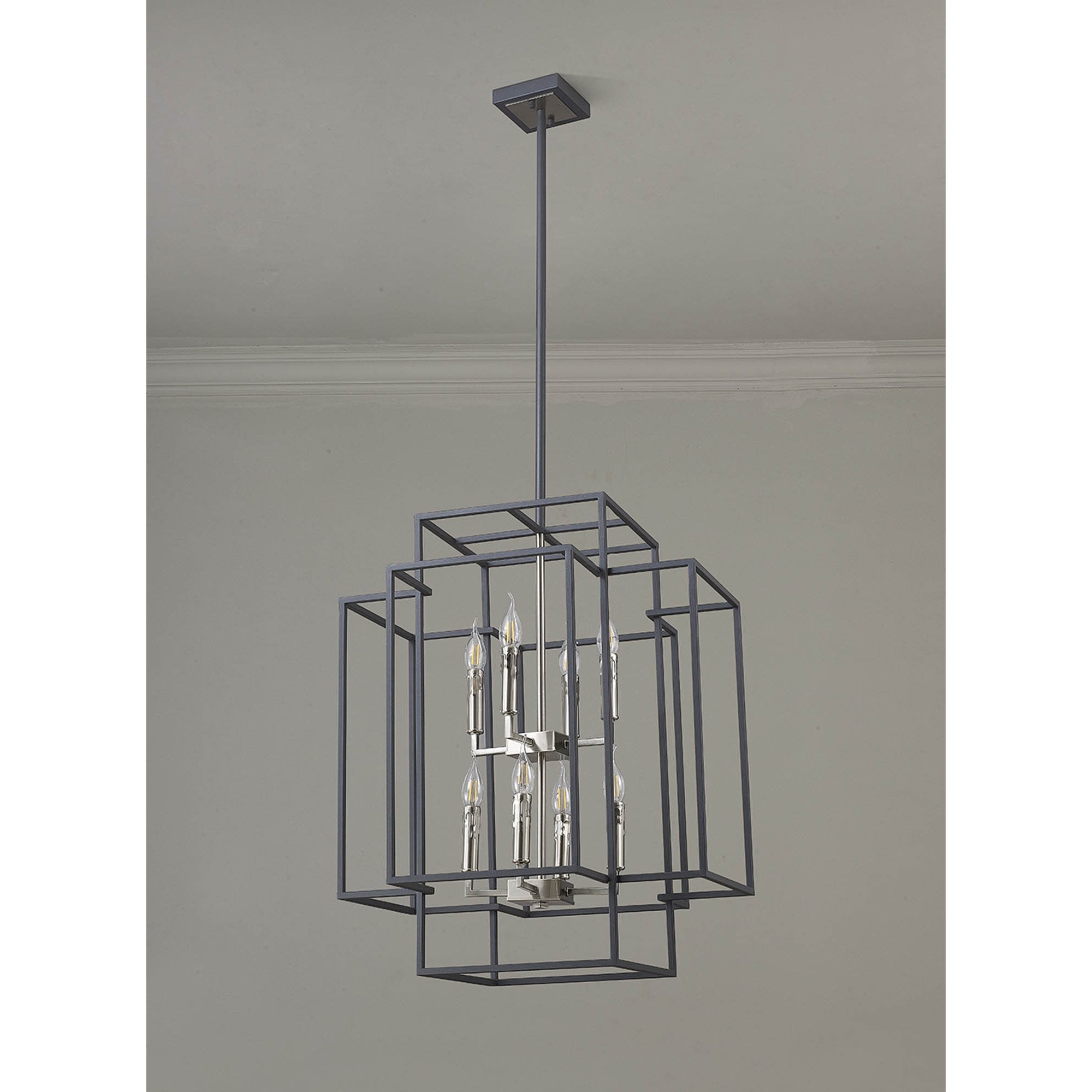 Fabula Kimberley 8 Light Pendant - Anthracite & Satin Nickel