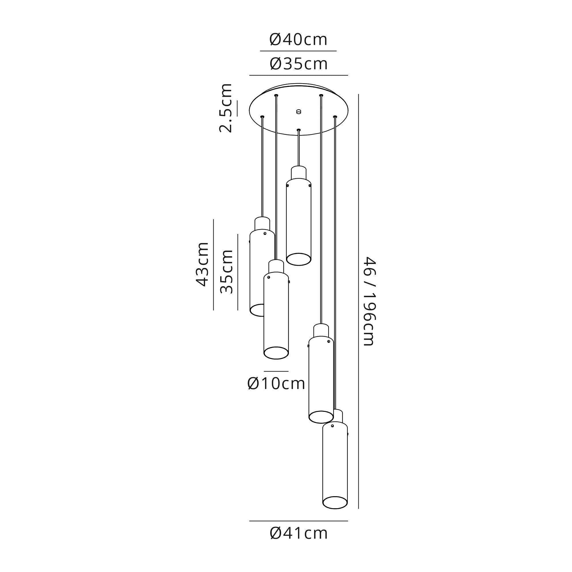 Fabula Kingfisher Adjustable 5 Light Round Pendant - Mocha & Amber Glass