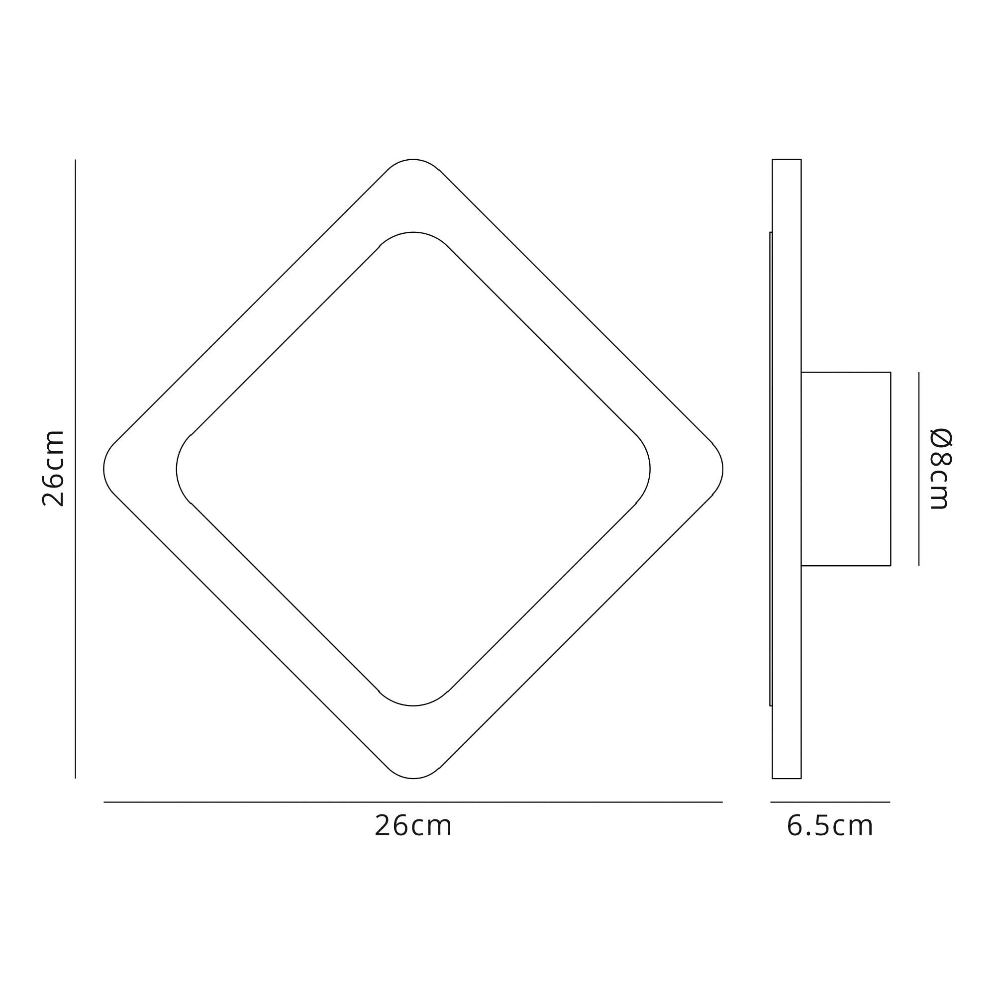 Fabula Kingsley Magnetic Base LED Wall Lamp - 15/19cm Diamond - Central - Sand White & Acrylic Frosted Diffuser