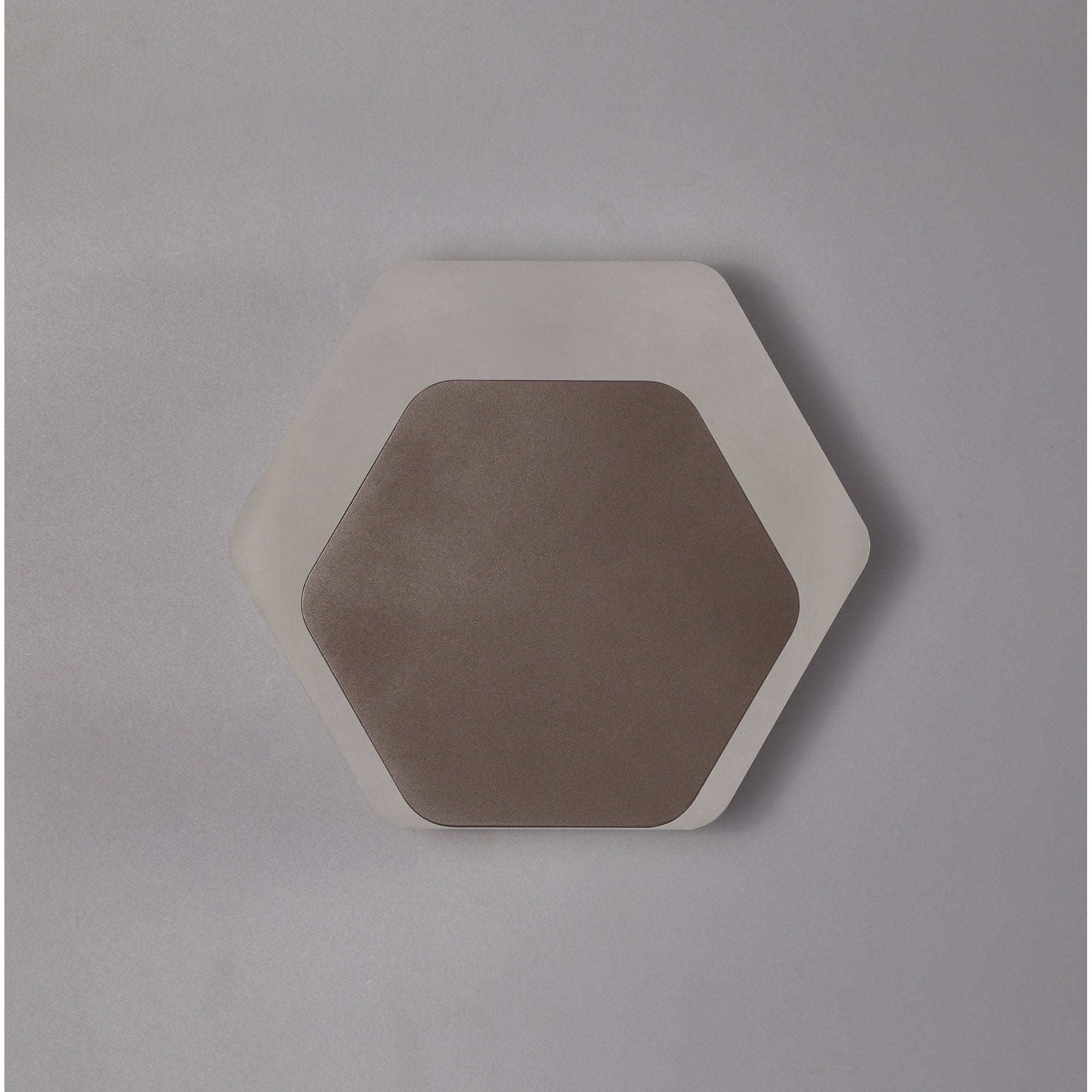 Fabula Kingsley Magnetic Base LED Wall Lamp - 15/19cm Horizontal Hexagonal - Bottom Offset - Coffee & Acrylic Frosted Diffuser