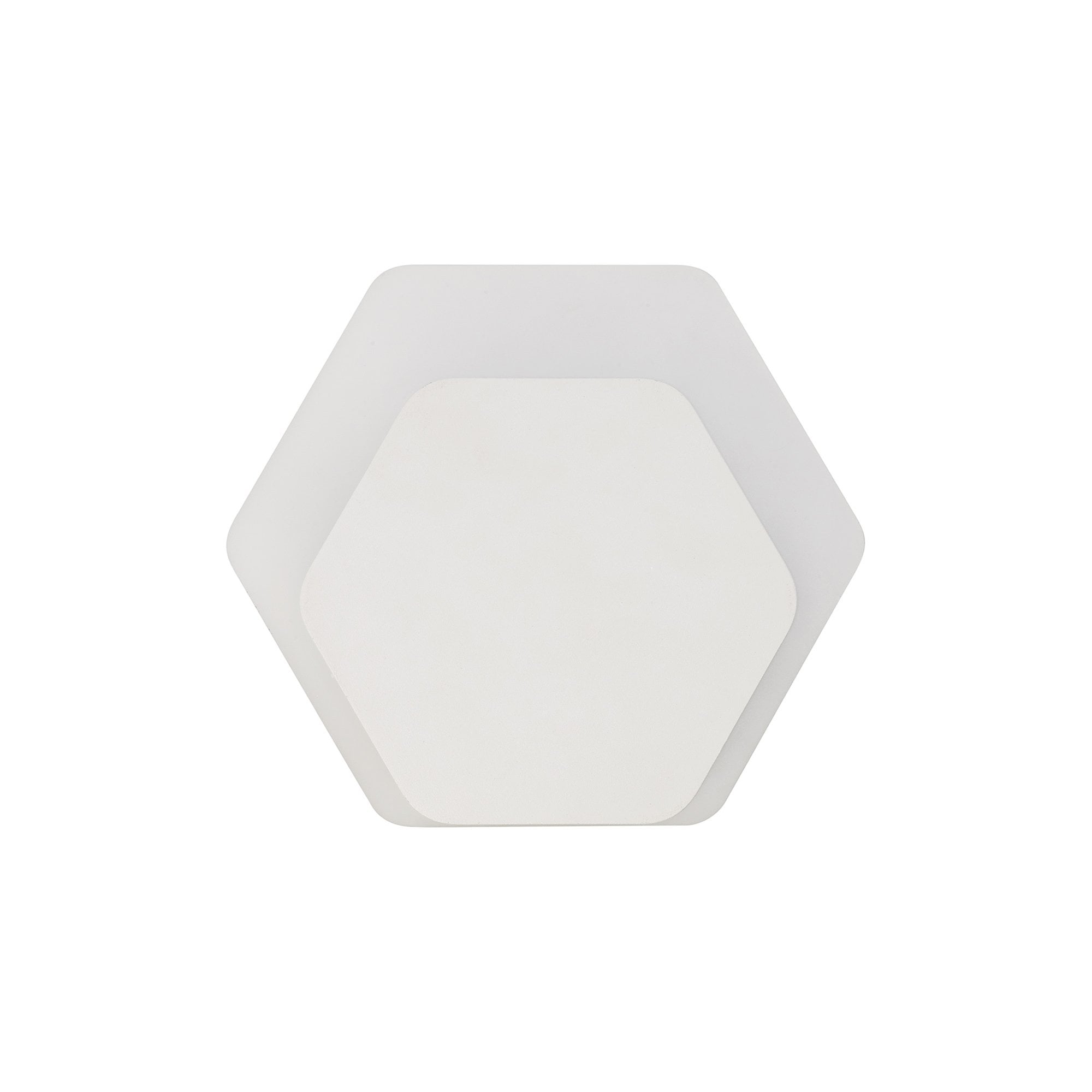 Fabula Kingsley Magnetic Base LED Wall Lamp - 15/19cm Horizontal Hexagonal - Bottom Offset - Sand White & Acrylic Frosted Diffuser