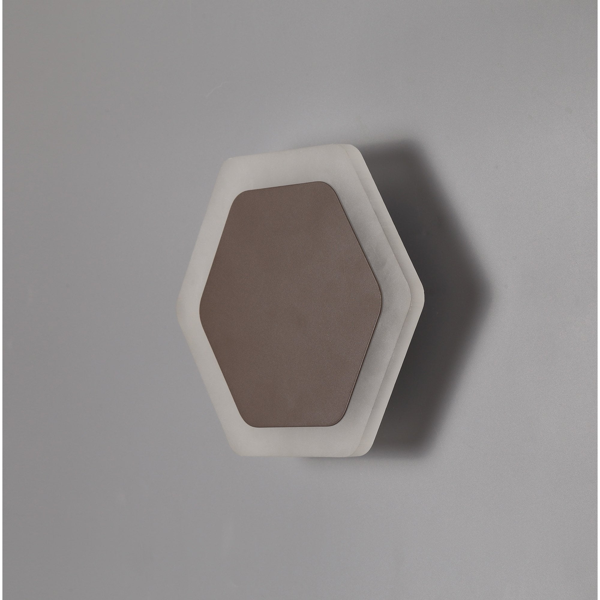 Fabula Kingsley Magnetic Base LED Wall Lamp - 15/19cm Horizontal Hexagonal - Central - Coffee & Acrylic Frosted Diffuser