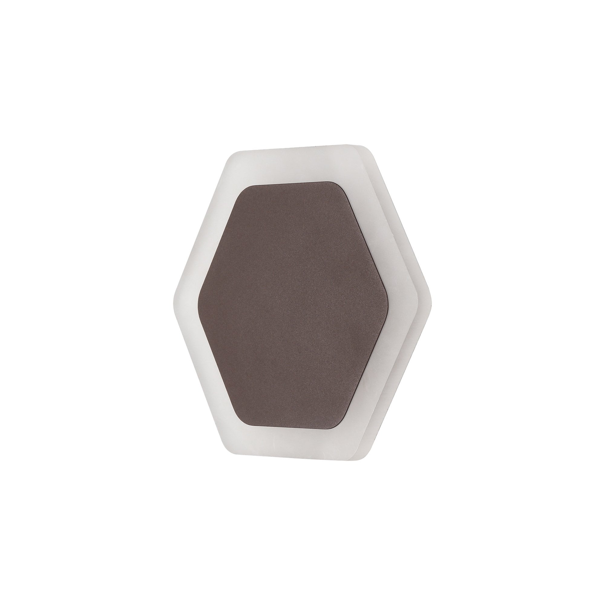 Fabula Kingsley Magnetic Base LED Wall Lamp - 15/19cm Horizontal Hexagonal - Central - Coffee & Acrylic Frosted Diffuser