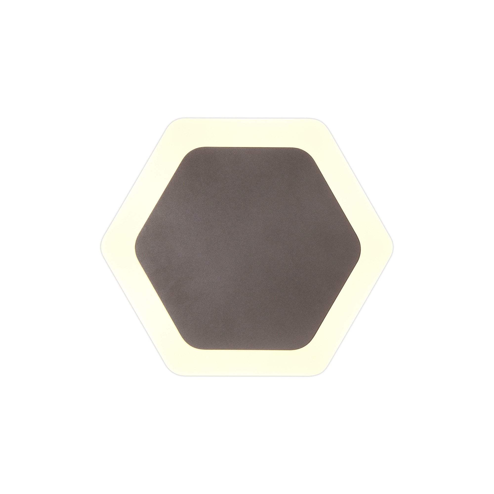 Fabula Kingsley Magnetic Base LED Wall Lamp - 15/19cm Horizontal Hexagonal - Central - Coffee & Acrylic Frosted Diffuser