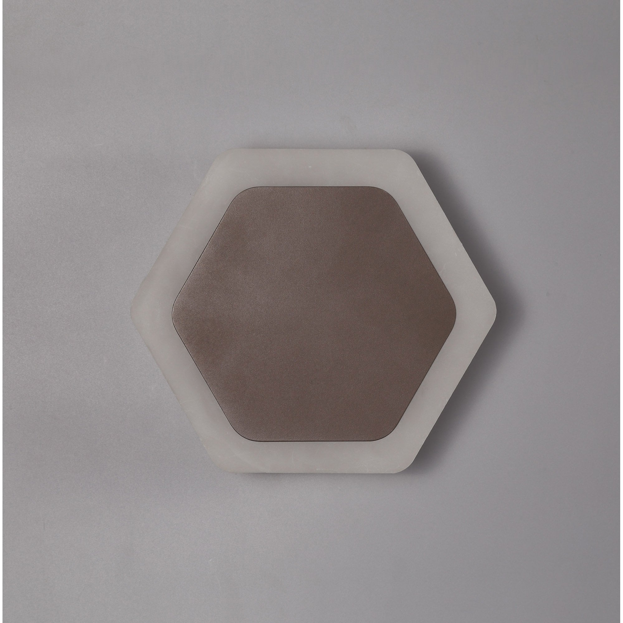 Fabula Kingsley Magnetic Base LED Wall Lamp - 15/19cm Horizontal Hexagonal - Central - Coffee & Acrylic Frosted Diffuser