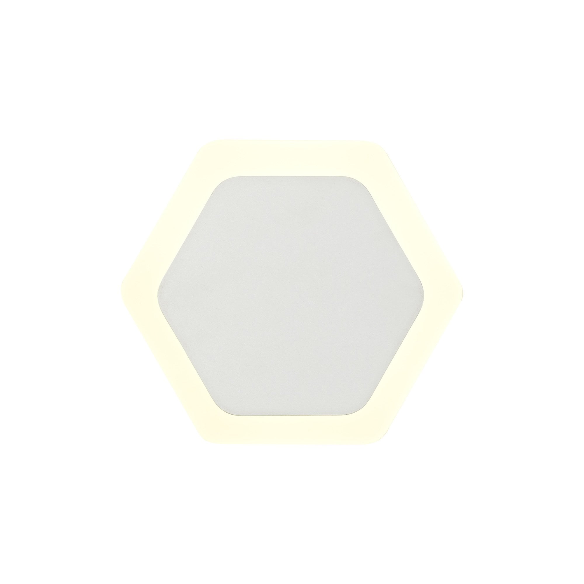 Fabula Kingsley Magnetic Base LED Wall Lamp - 15/19cm Horizontal Hexagonal - Central - Sand White & Acrylic Frosted Diffuser