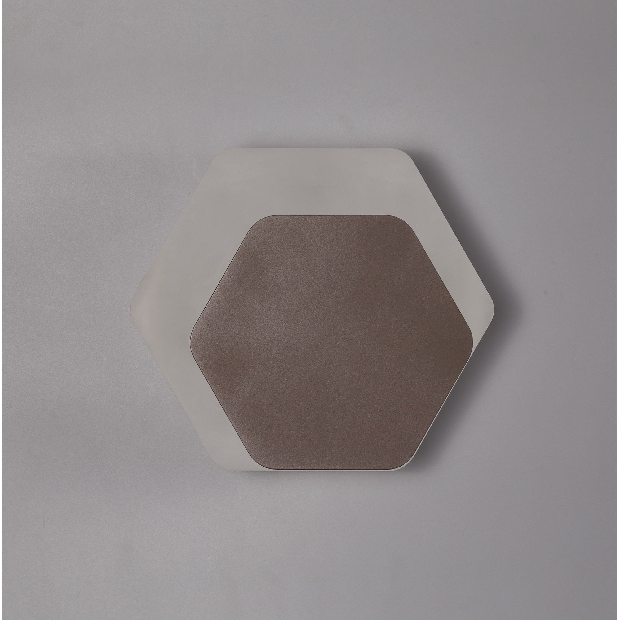 Fabula Kingsley Magnetic Base LED Wall Lamp - 15/19cm Horizontal Hexagonal - Right Offset - Coffee & Acrylic Frosted Diffuser