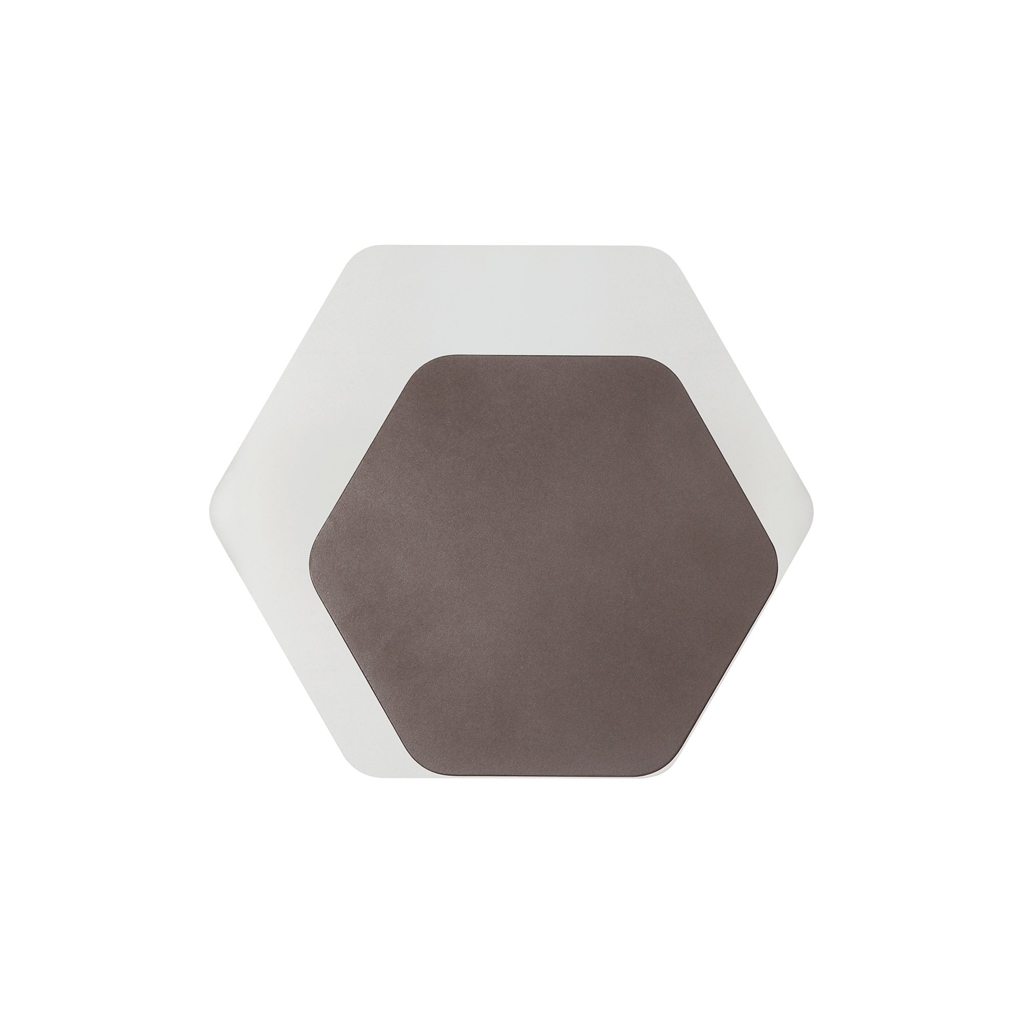 Fabula Kingsley Magnetic Base LED Wall Lamp - 15/19cm Horizontal Hexagonal - Right Offset - Coffee & Acrylic Frosted Diffuser