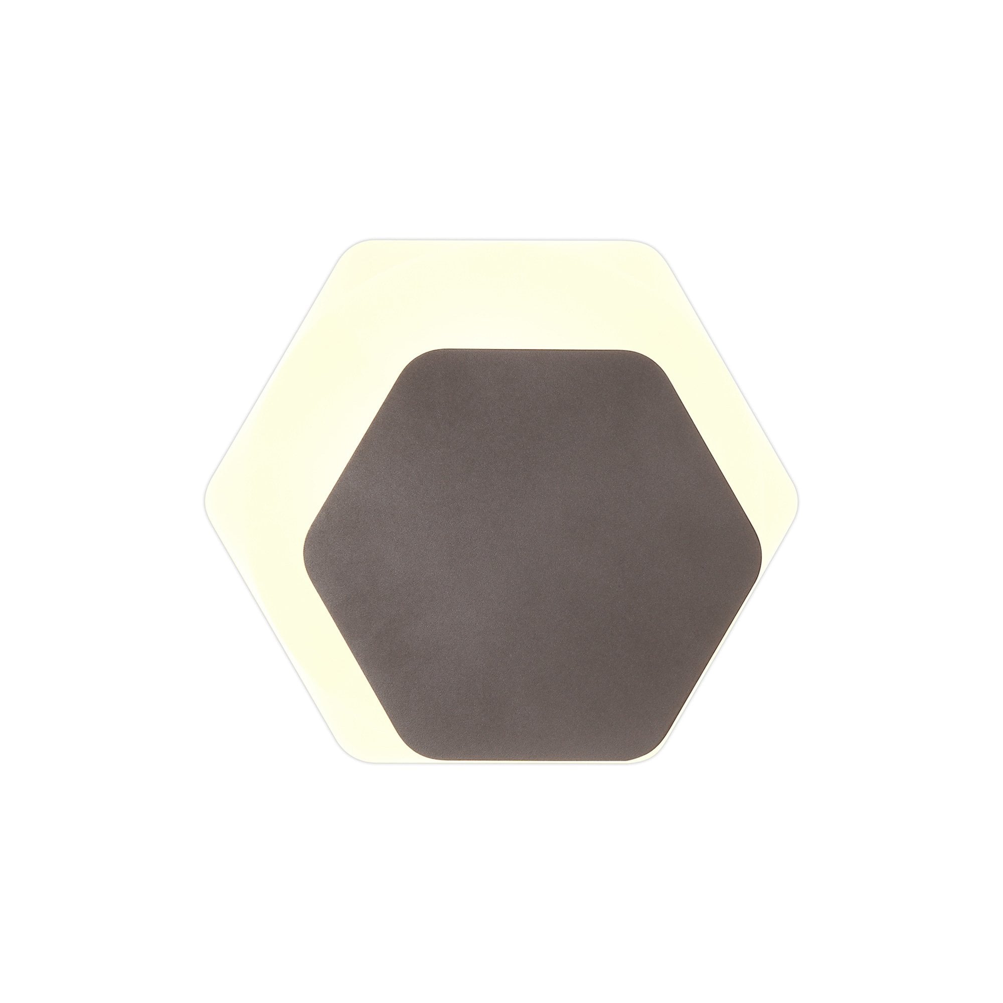 Fabula Kingsley Magnetic Base LED Wall Lamp - 15/19cm Horizontal Hexagonal - Right Offset - Coffee & Acrylic Frosted Diffuser
