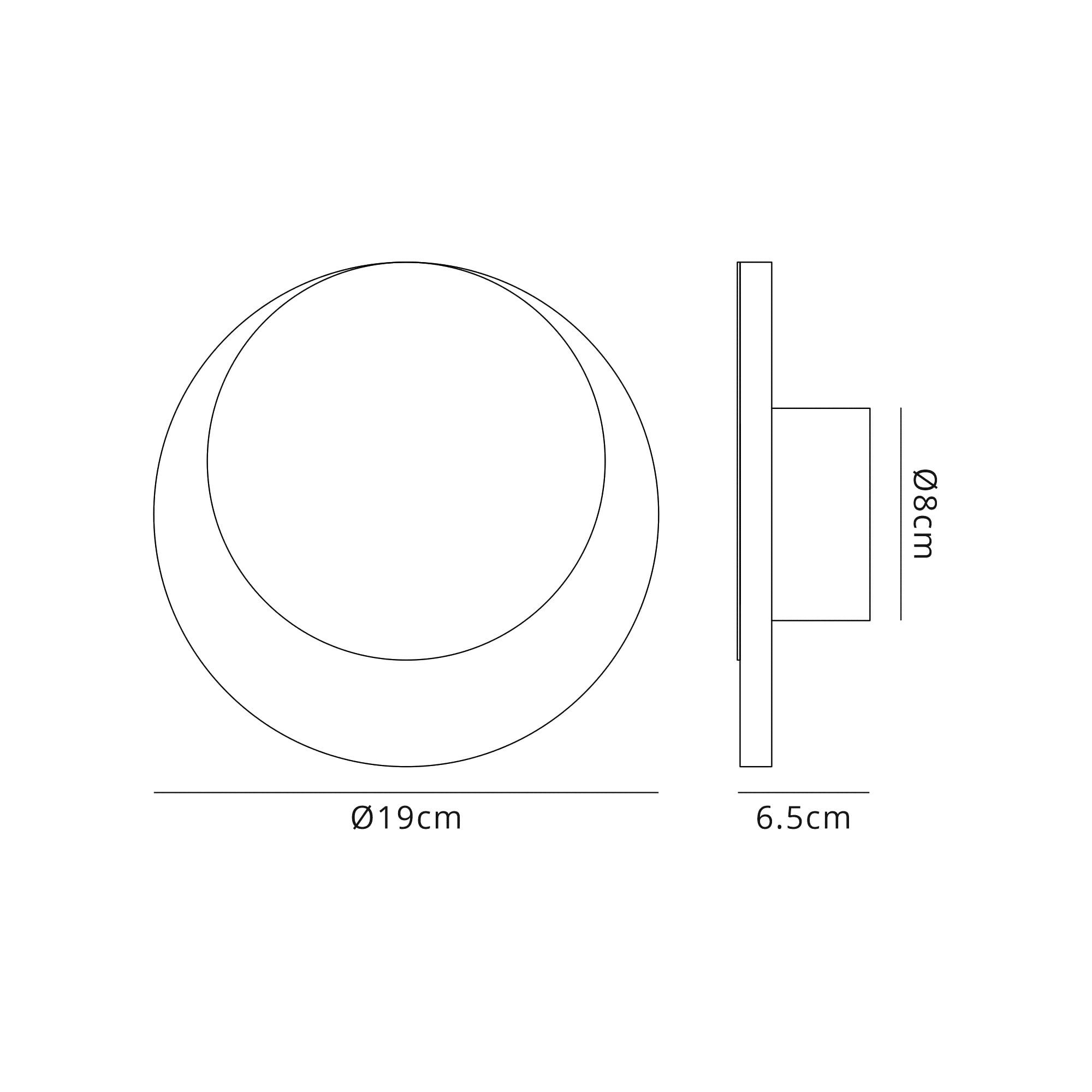 Fabula Kingsley Magnetic Base LED Wall Lamp - 15/19cm Round - Top Offset - Coffee & Acrylic Frosted Diffuser