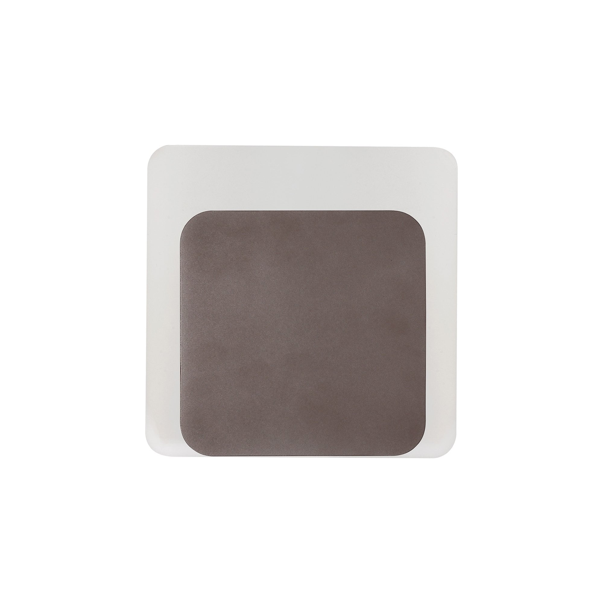 Fabula Kingsley Magnetic Base LED Wall Lamp - 15/19cm Square - Bottom Offset - Coffee & Acrylic Frosted Diffuser
