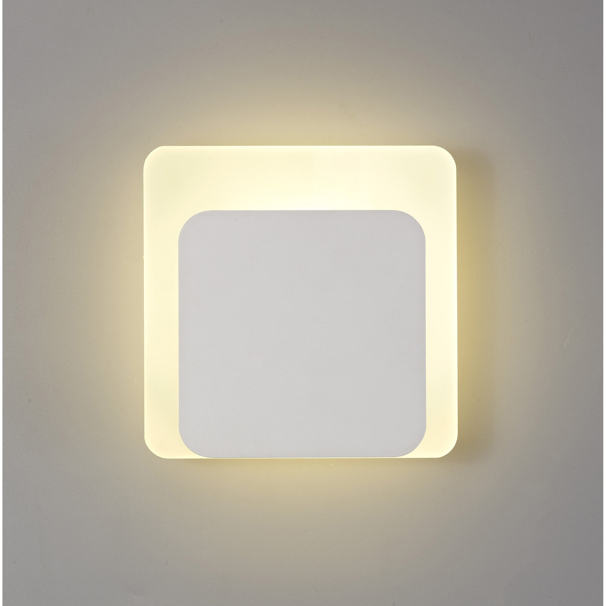 Fabula Kingsley Magnetic Base LED Wall Lamp - 15/19cm Square - Bottom Offset - Sand White & Acrylic Frosted Diffuser