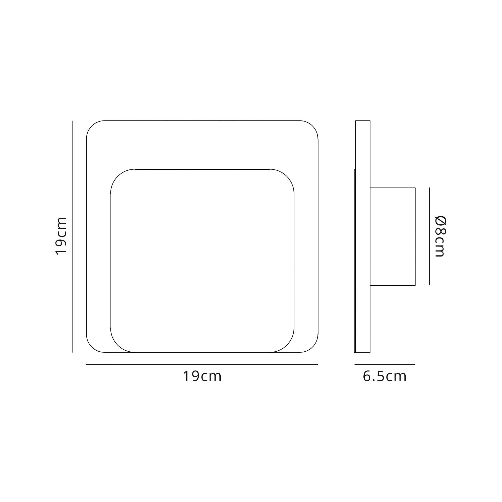 Fabula Kingsley Magnetic Base LED Wall Lamp - 15/19cm Square - Bottom Offset - Sand White & Acrylic Frosted Diffuser