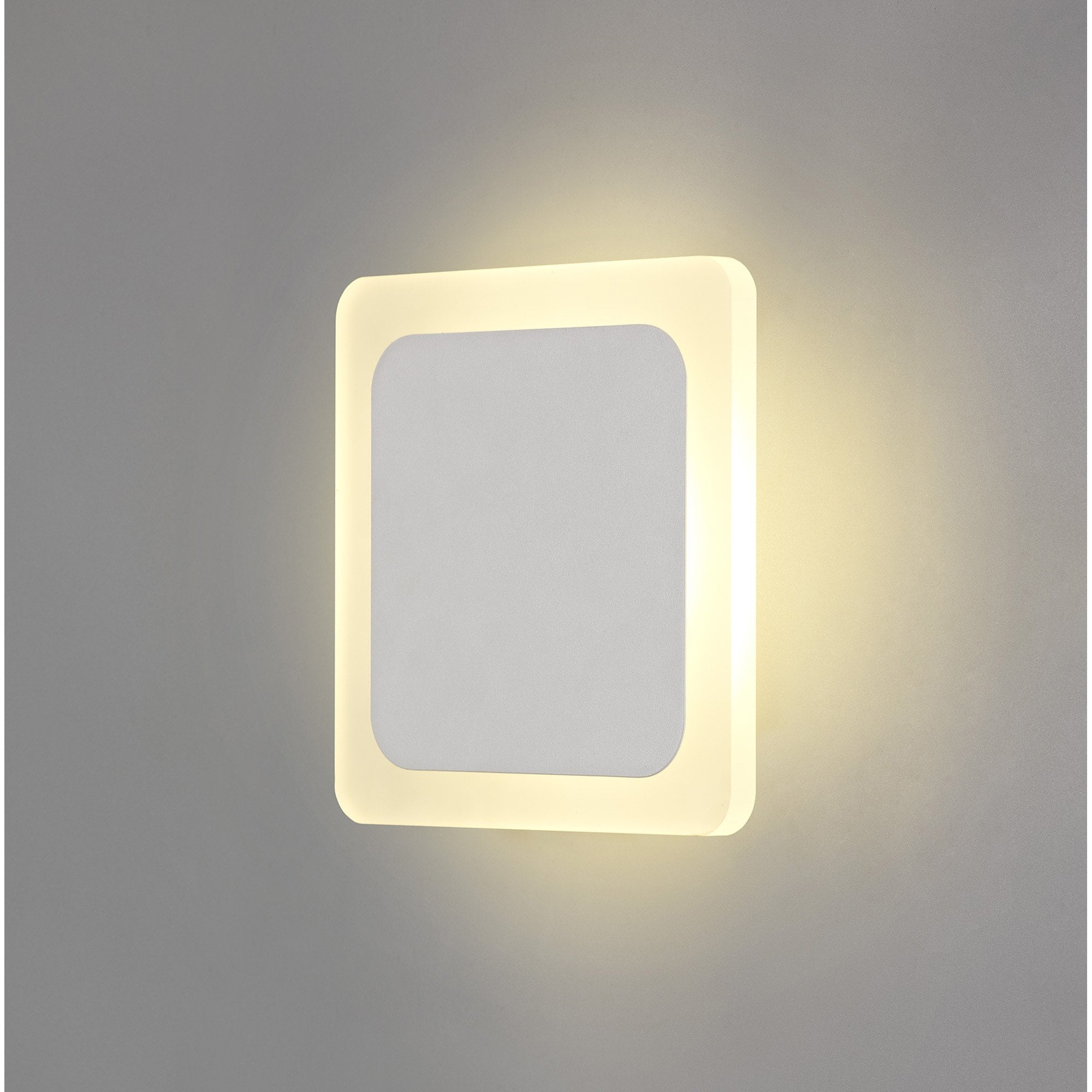 Fabula Kingsley Magnetic Base LED Wall Lamp - 15/19cm Square - Central - Sand White & Acrylic Frosted Diffuser