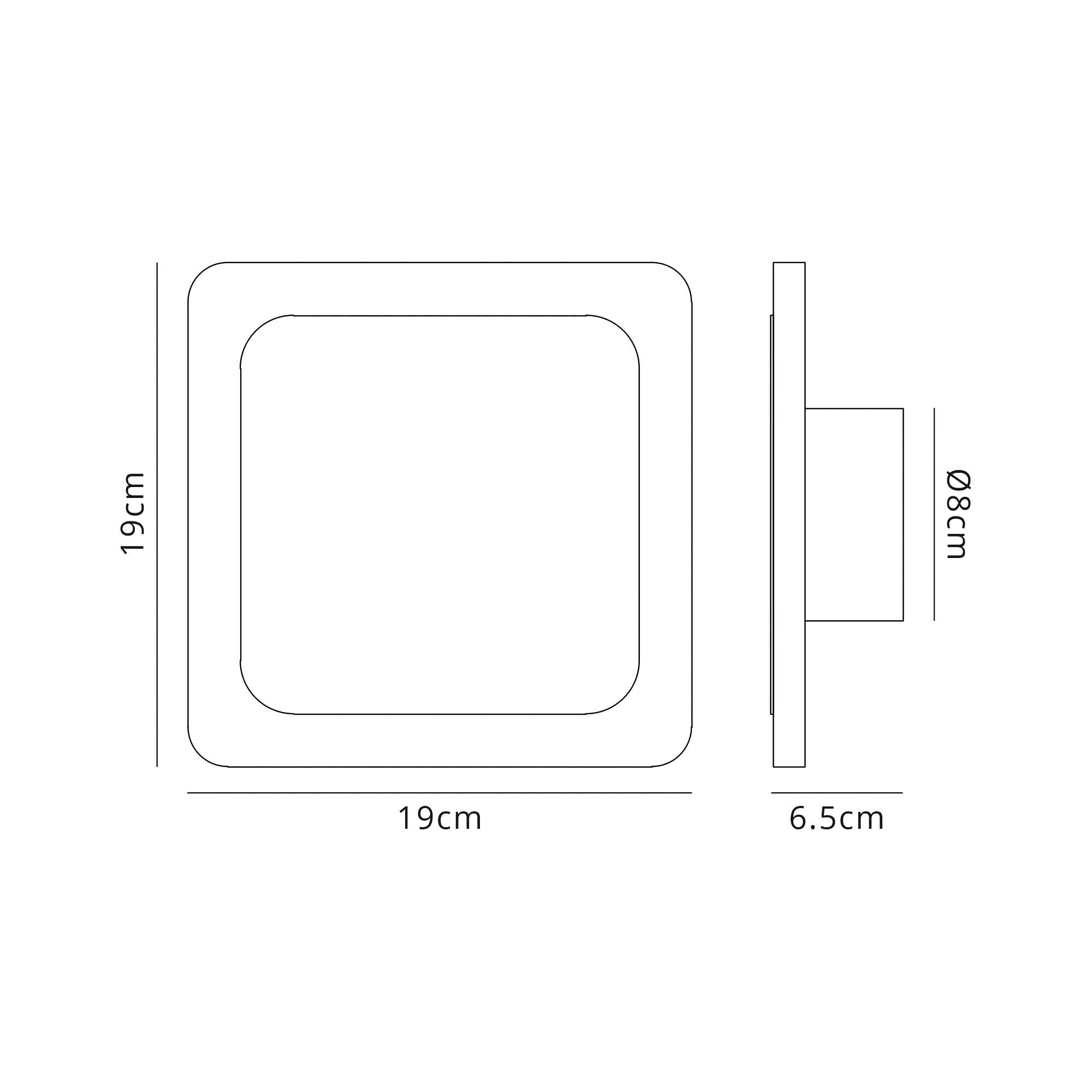 Fabula Kingsley Magnetic Base LED Wall Lamp - 15/19cm Square - Central - Sand White & Acrylic Frosted Diffuser