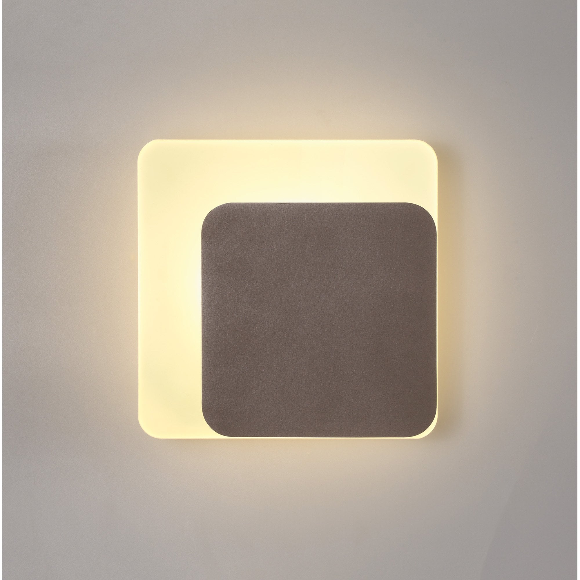 Fabula Kingsley Magnetic Base LED Wall Lamp - 15/19cm Square - Right Offset - Coffee & Acrylic Frosted Diffuser