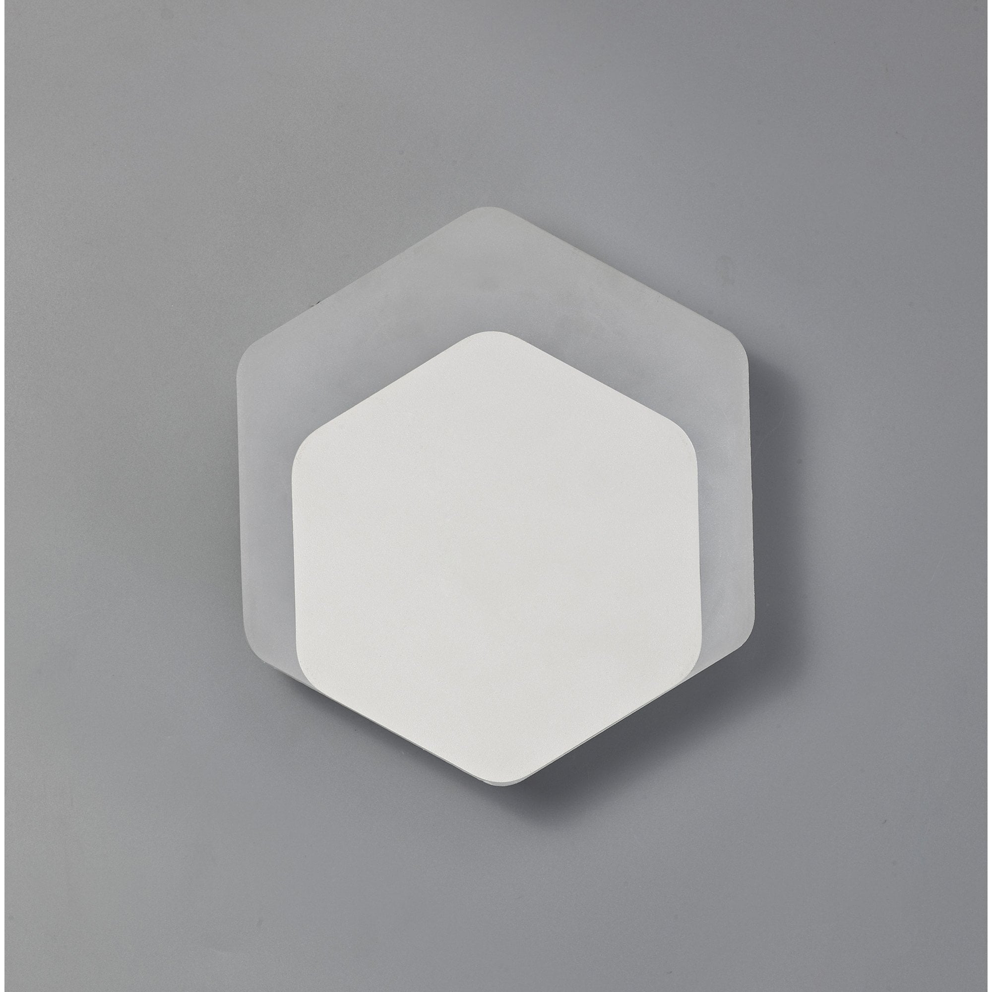 Fabula Kingsley Magnetic Base LED Wall Lamp - 15/19cm Vertical Hexagonal - Bottom Offset - Sand White & Acrylic Frosted Diffuser