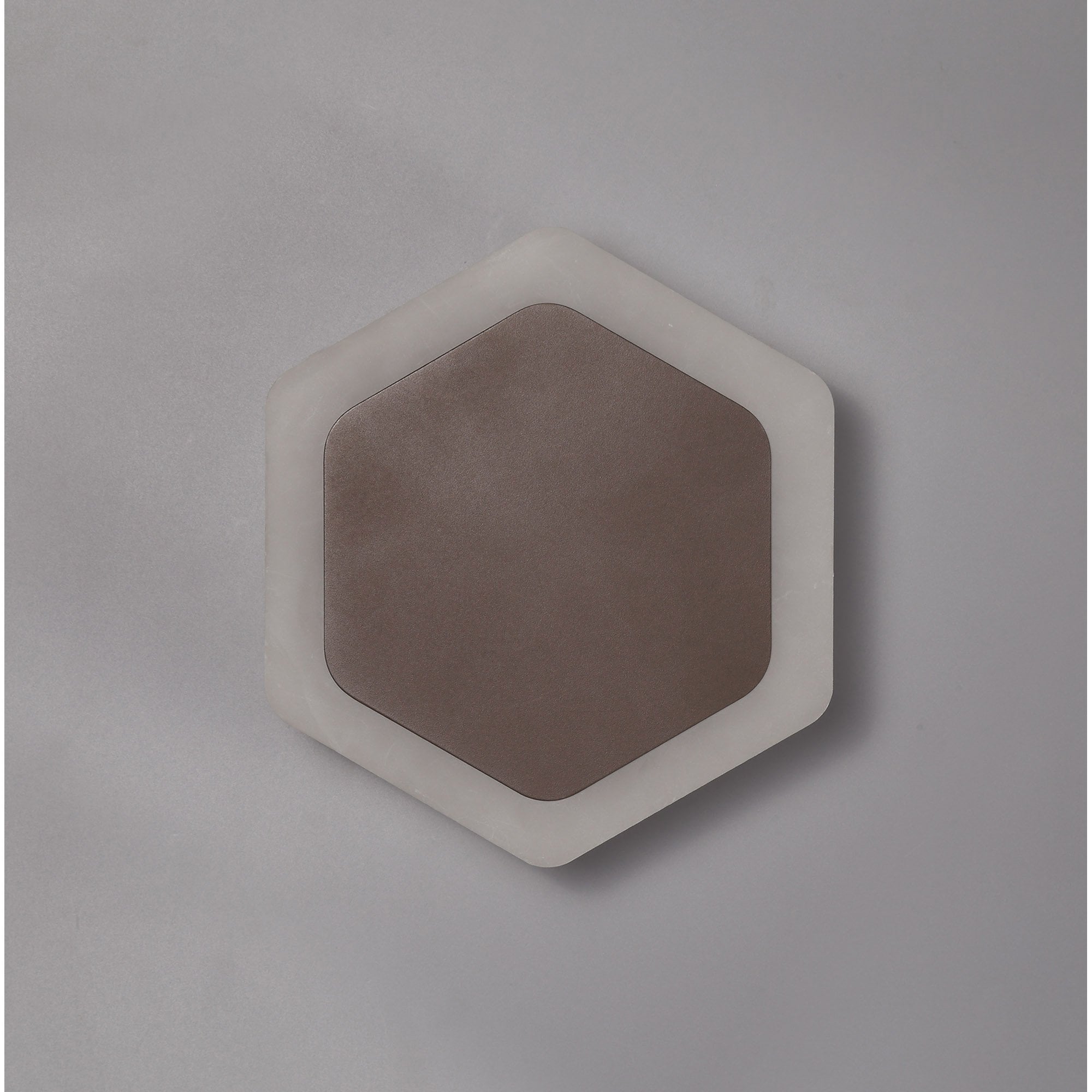 Fabula Kingsley Magnetic Base LED Wall Lamp - 15/19cm Vertical Hexagonal - Central - Coffee & Acrylic Frosted Diffuser