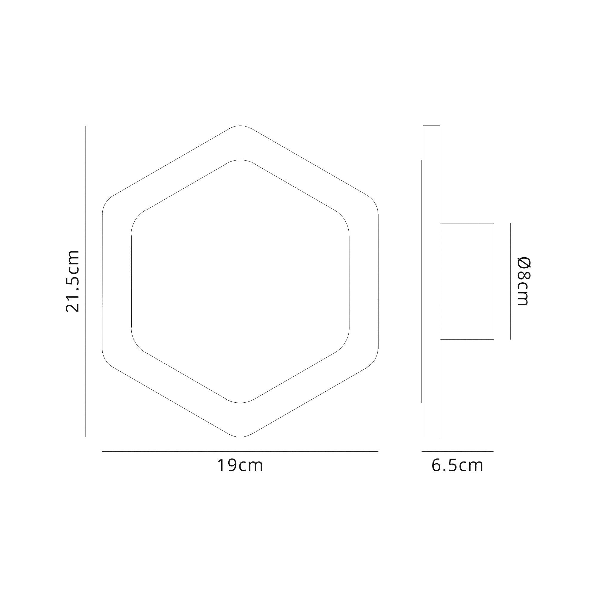 Fabula Kingsley Magnetic Base LED Wall Lamp - 15/19cm Vertical Hexagonal - Central - Sand White & Acrylic Frosted Diffuser
