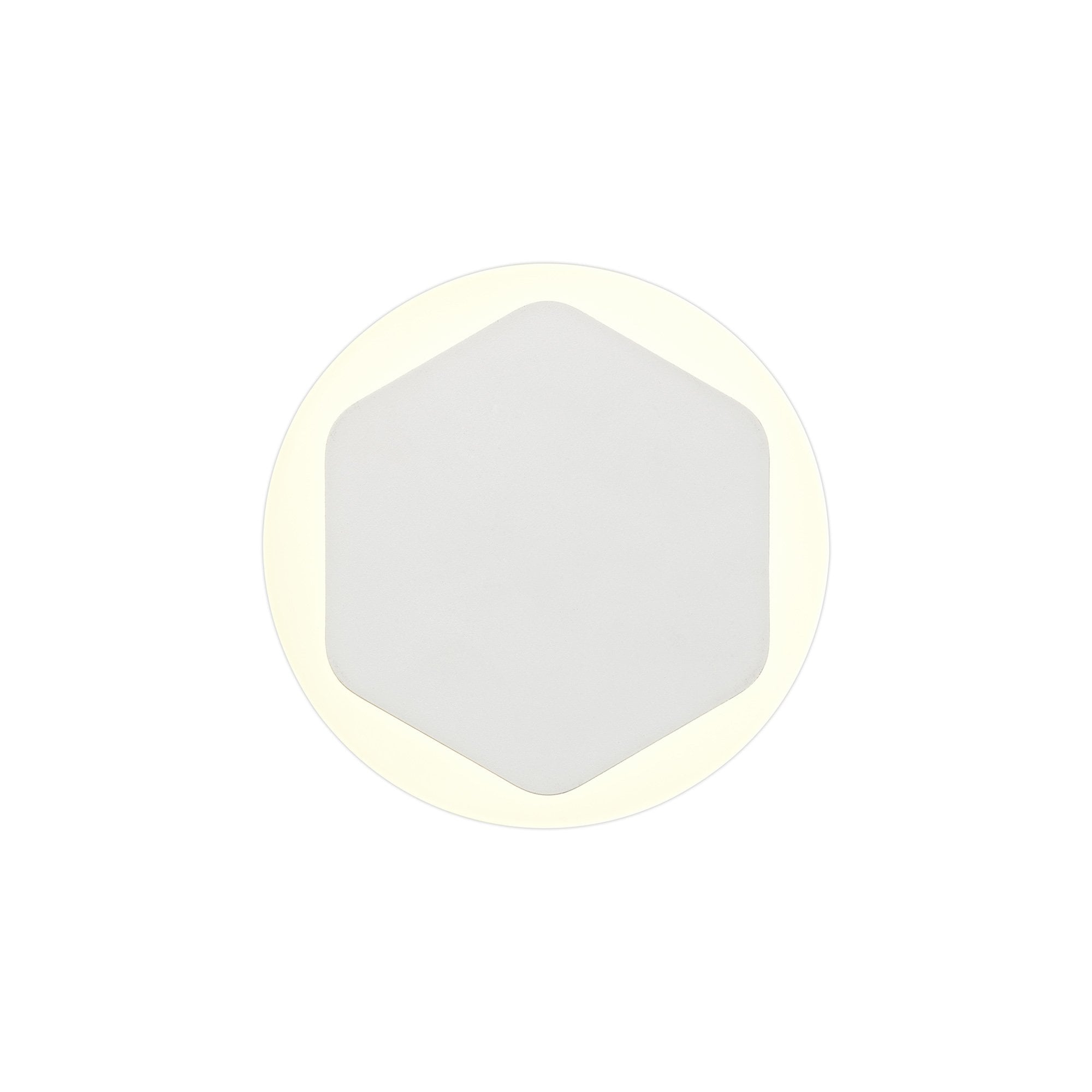 Fabula Kingsley Magnetic Base LED Wall Lamp - 15/19cm Vertical Hexagonal - Central - Sand White & Round Acrylic Frosted Diffuser