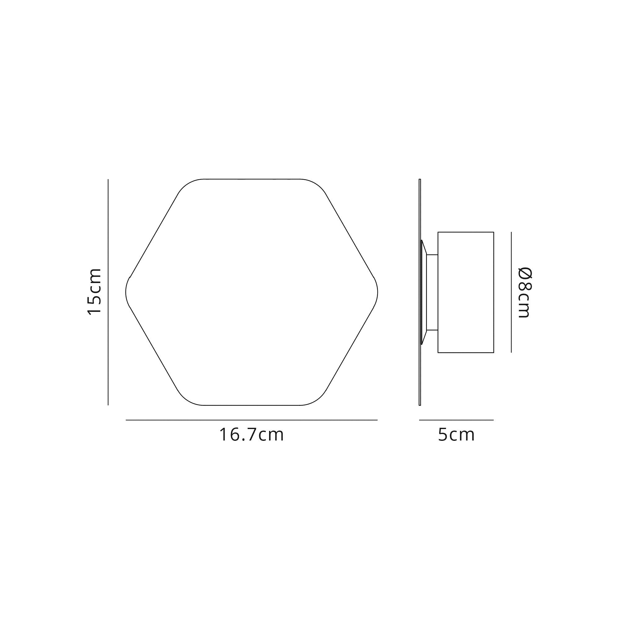 Fabula Kingsley Magnetic Base LED Wall Lamp - 15cm Horizontal Hexagonal - Coffee