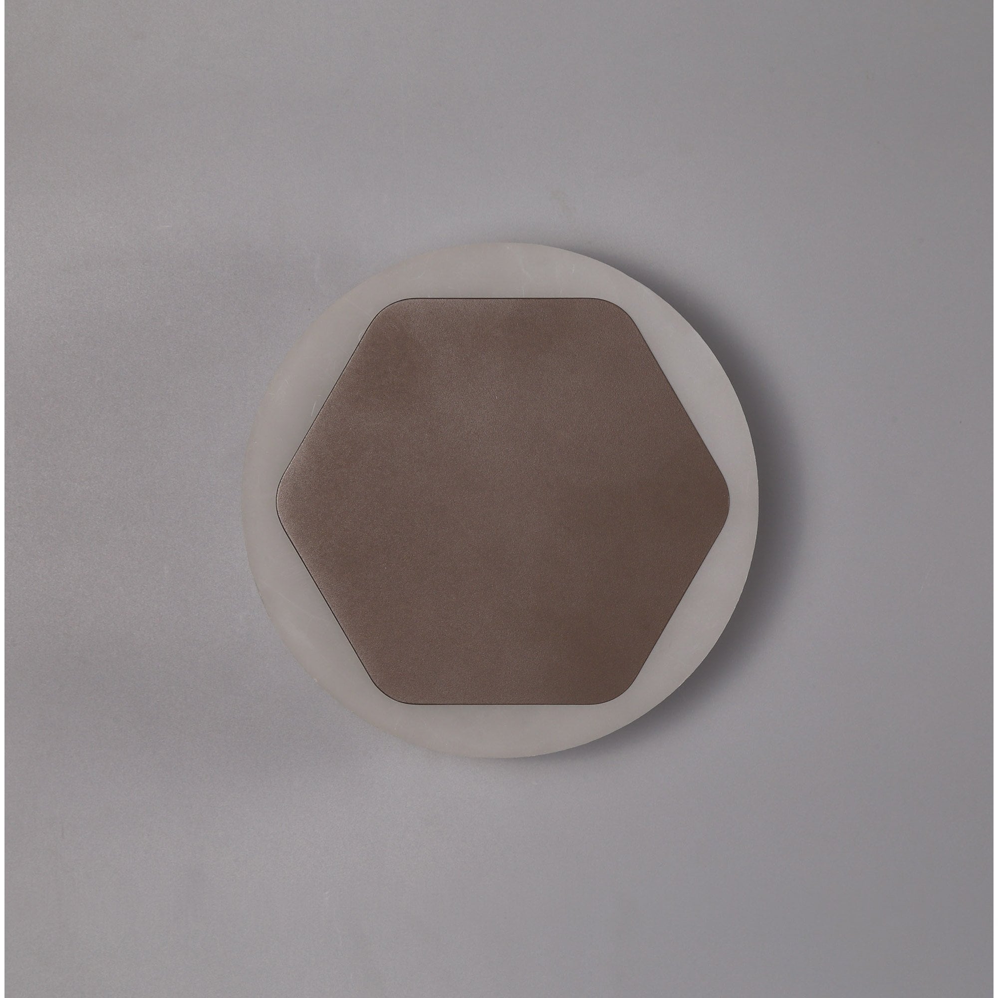 Fabula Kingsley Magnetic Base LED Wall Lamp - 15cm Horizontal Hexagonal / 19cm Round - Central - Coffee & Acrylic Frosted Diffuser