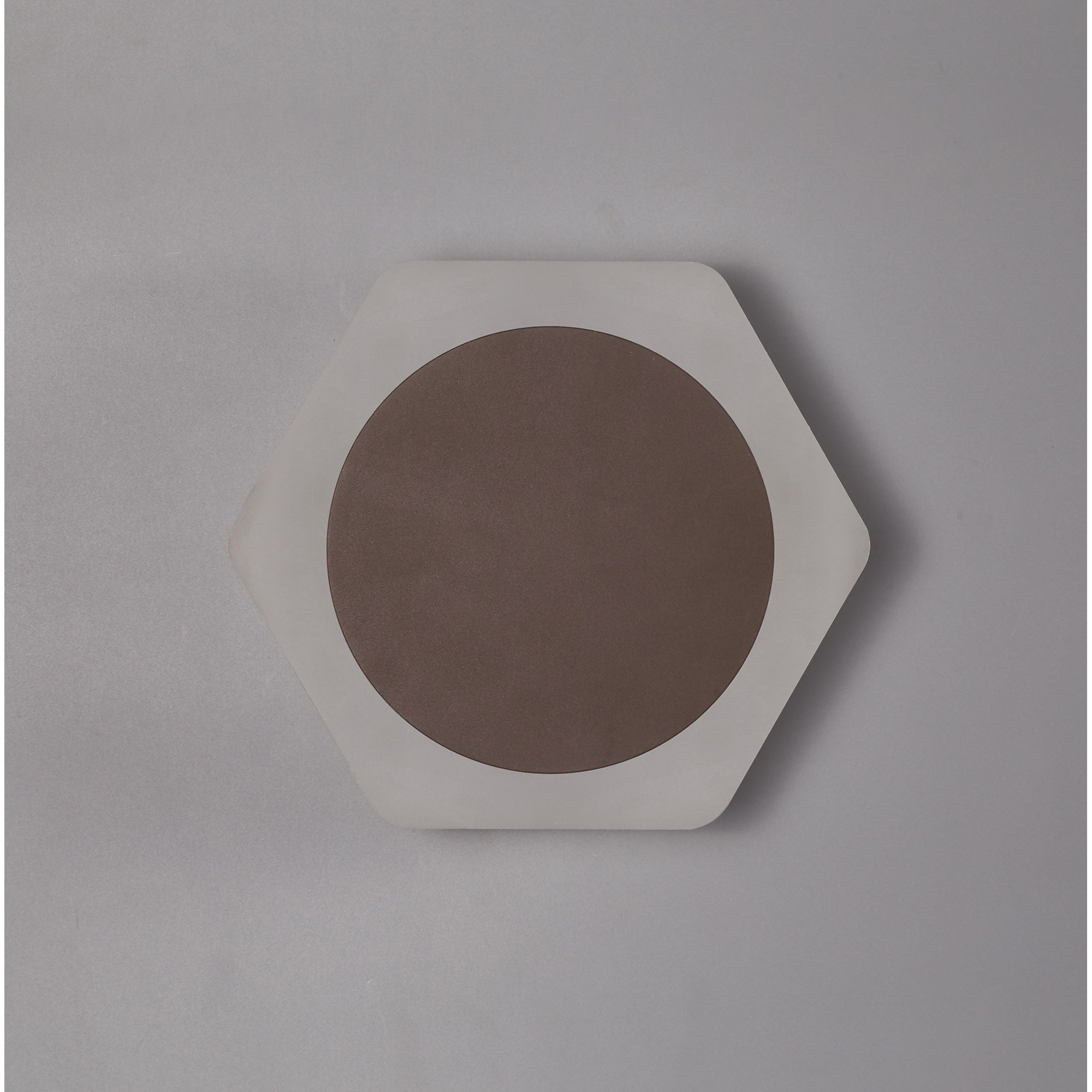 Fabula Kingsley Magnetic Base LED Wall Lamp - 15cm Round 19cm Horizontal Hexagonal - Central - Coffee & Acrylic Frosted Diffuser