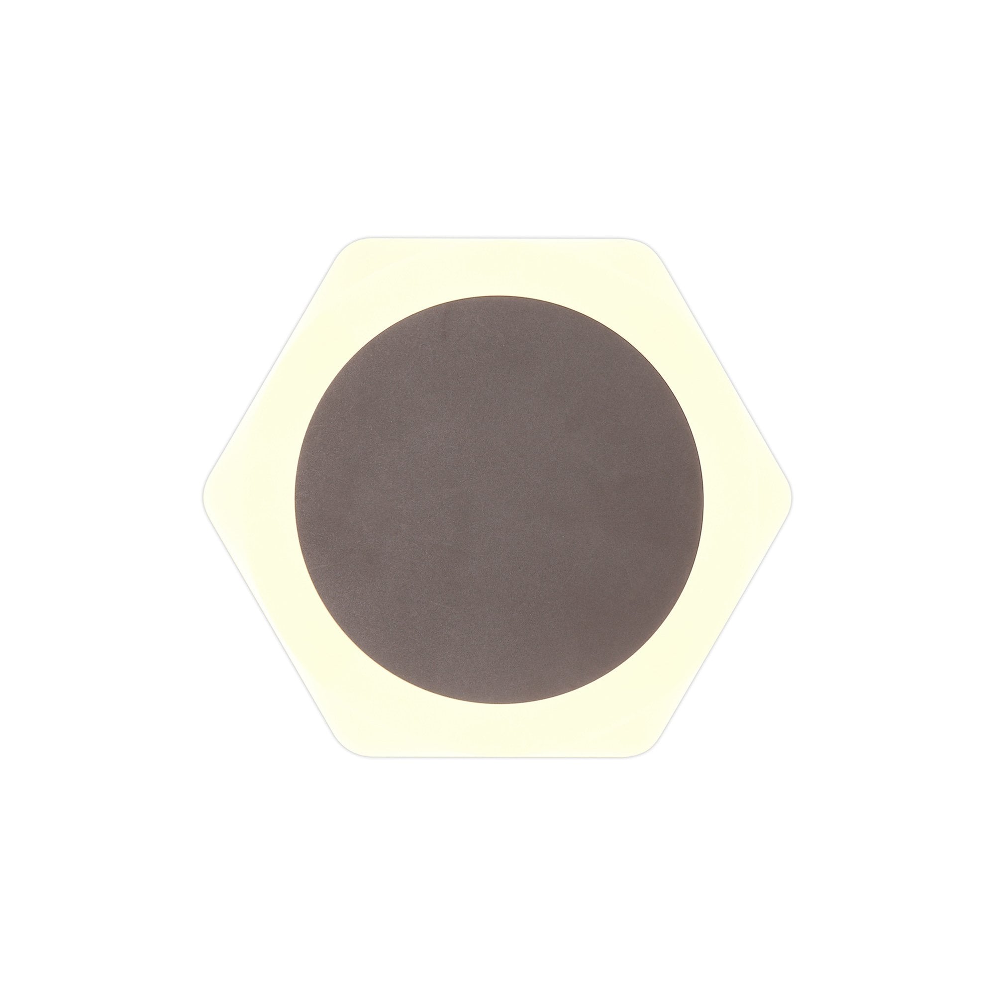 Fabula Kingsley Magnetic Base LED Wall Lamp - 15cm Round 19cm Horizontal Hexagonal - Central - Coffee & Acrylic Frosted Diffuser